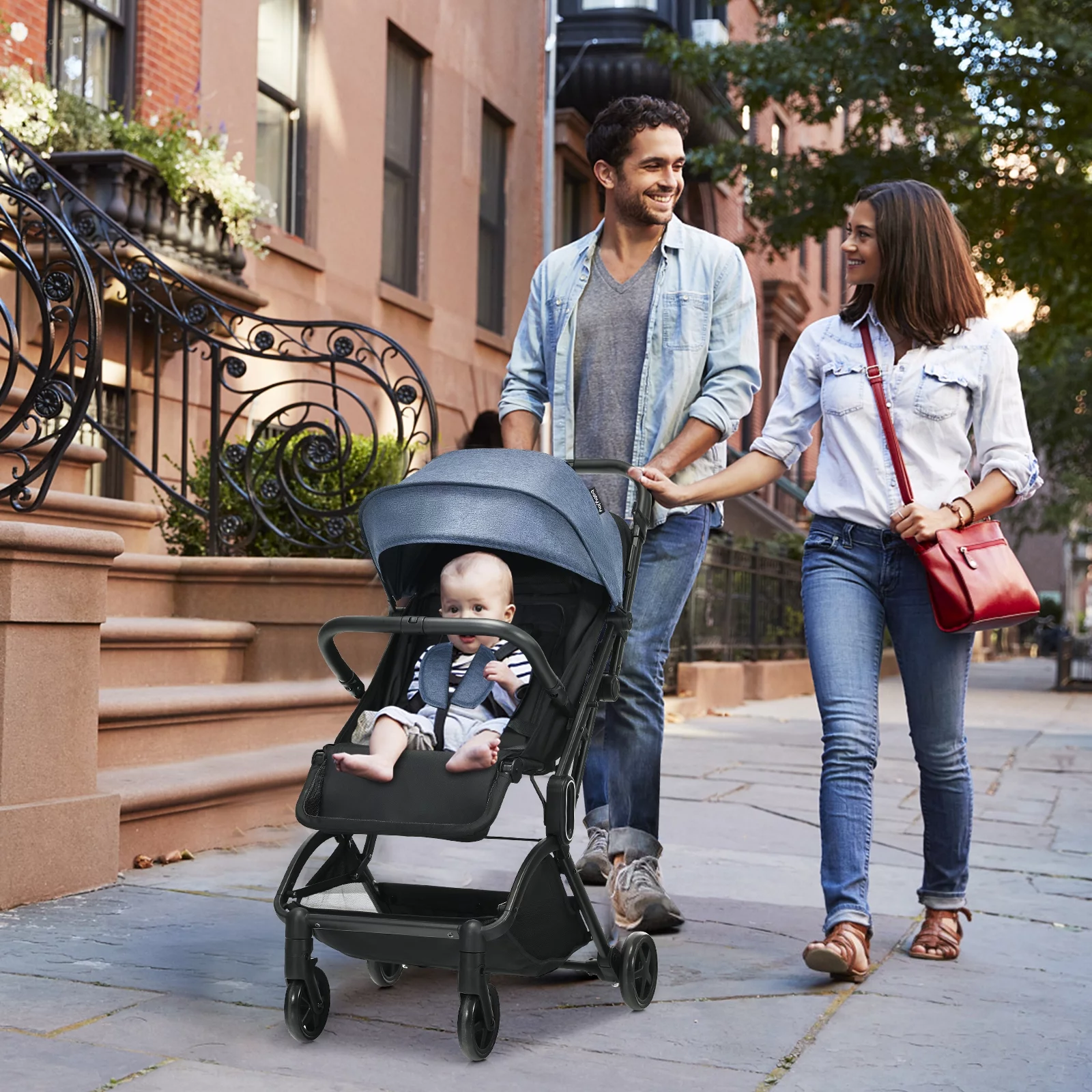 Infans Lightweight Baby Stroller Foldable Travel Stroller for Airplane Grey - Womvr