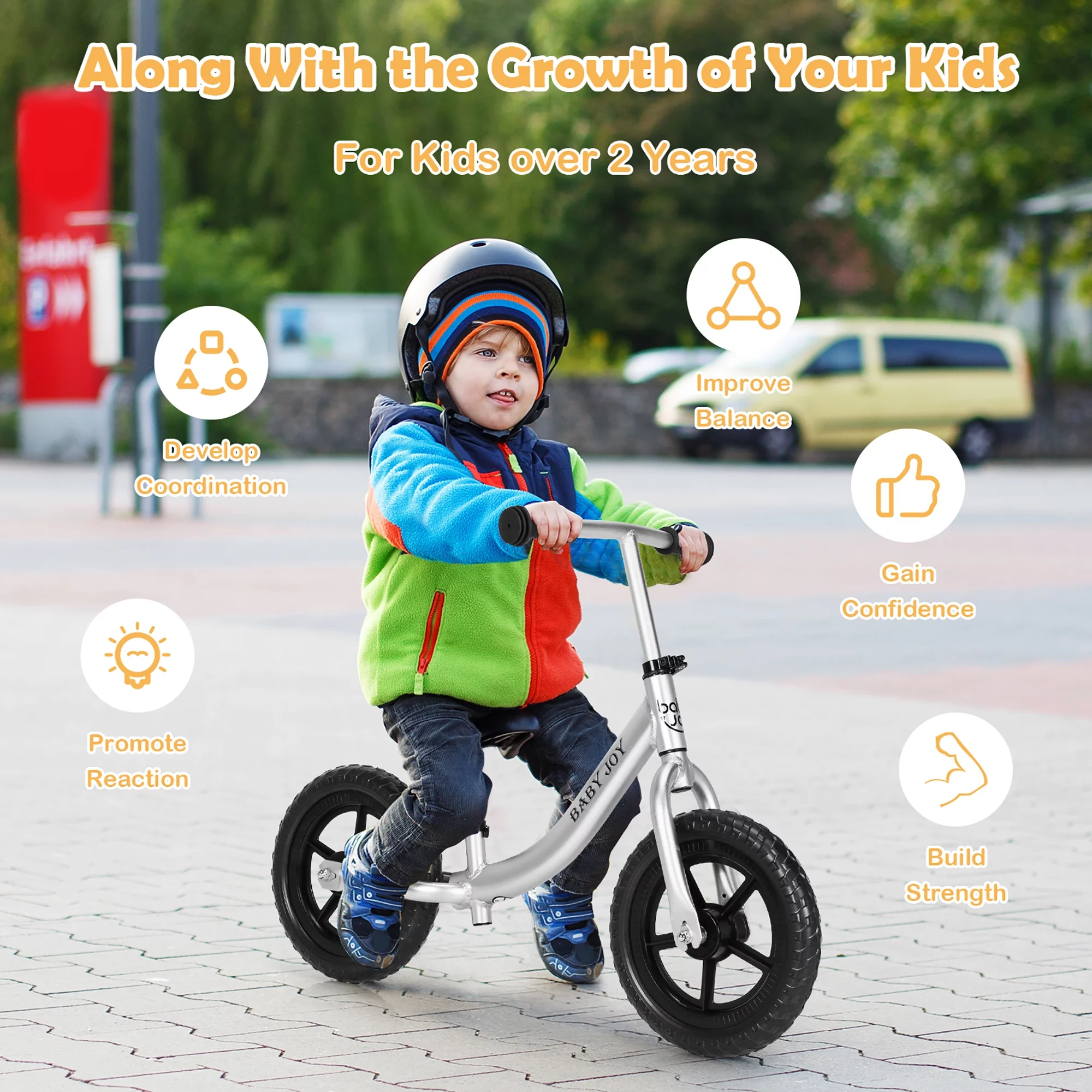 Babyjoy Aluminum Balance Bike for Kids Adjustable No Pedal Training Bicycle Black - Womvr