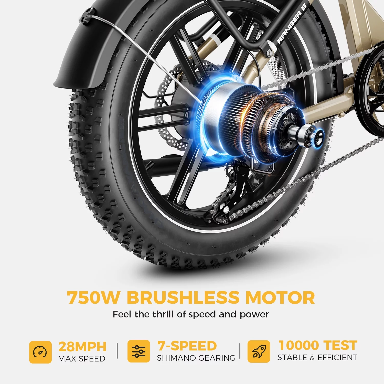 Yoloway Ranger S Folding Electric Bike, Foldable Electric Bicycle with 48V 14.4AH Removable Battery, 20