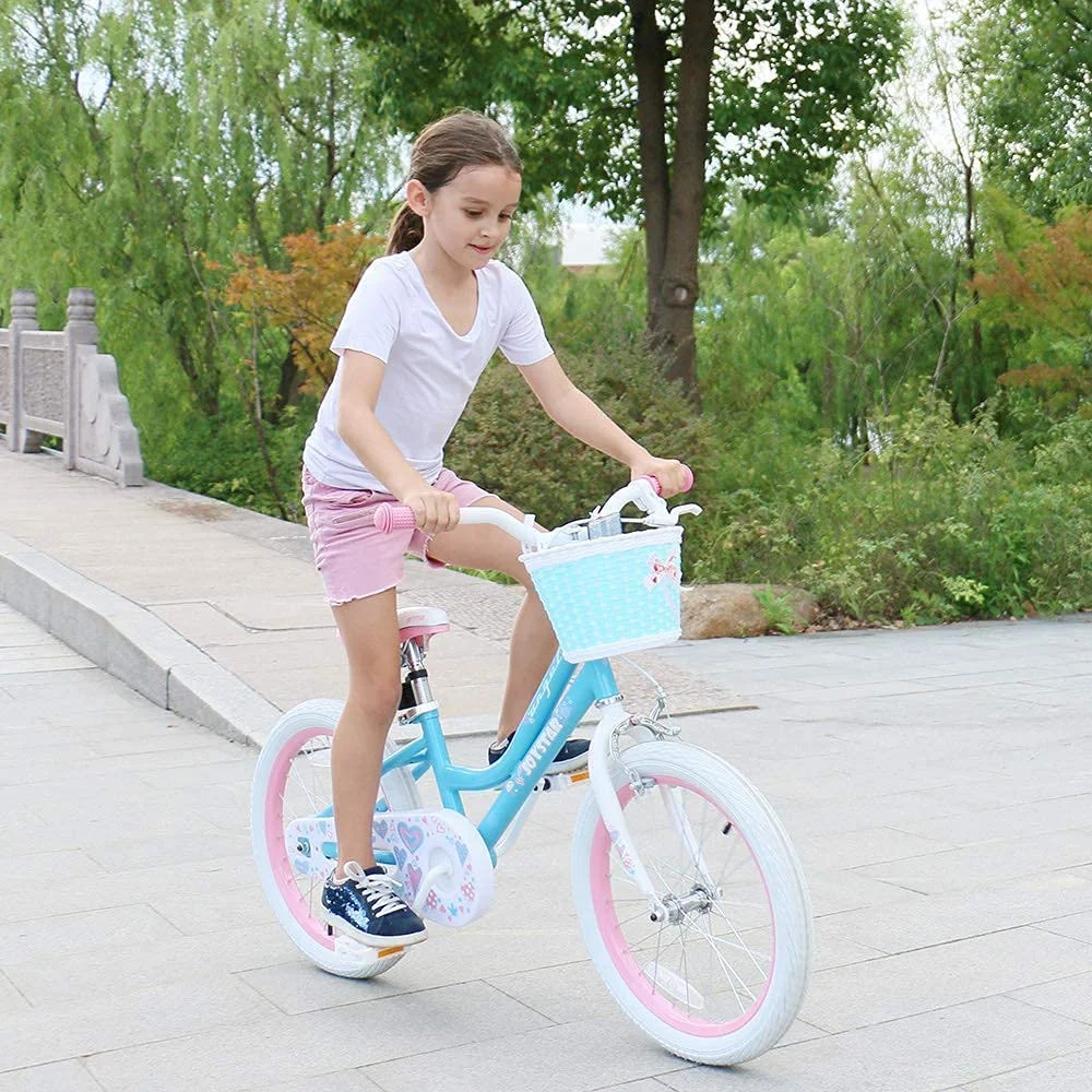 JOYSTAR Angel Girls Bike for Toddlers and Kids Ages 2-9 Years Old, 12 14 16 18 Inch Kids Bike with Training Wheels & Basket, 18 in Girl Bicycle with Handbrake & Kickstand - Womvr