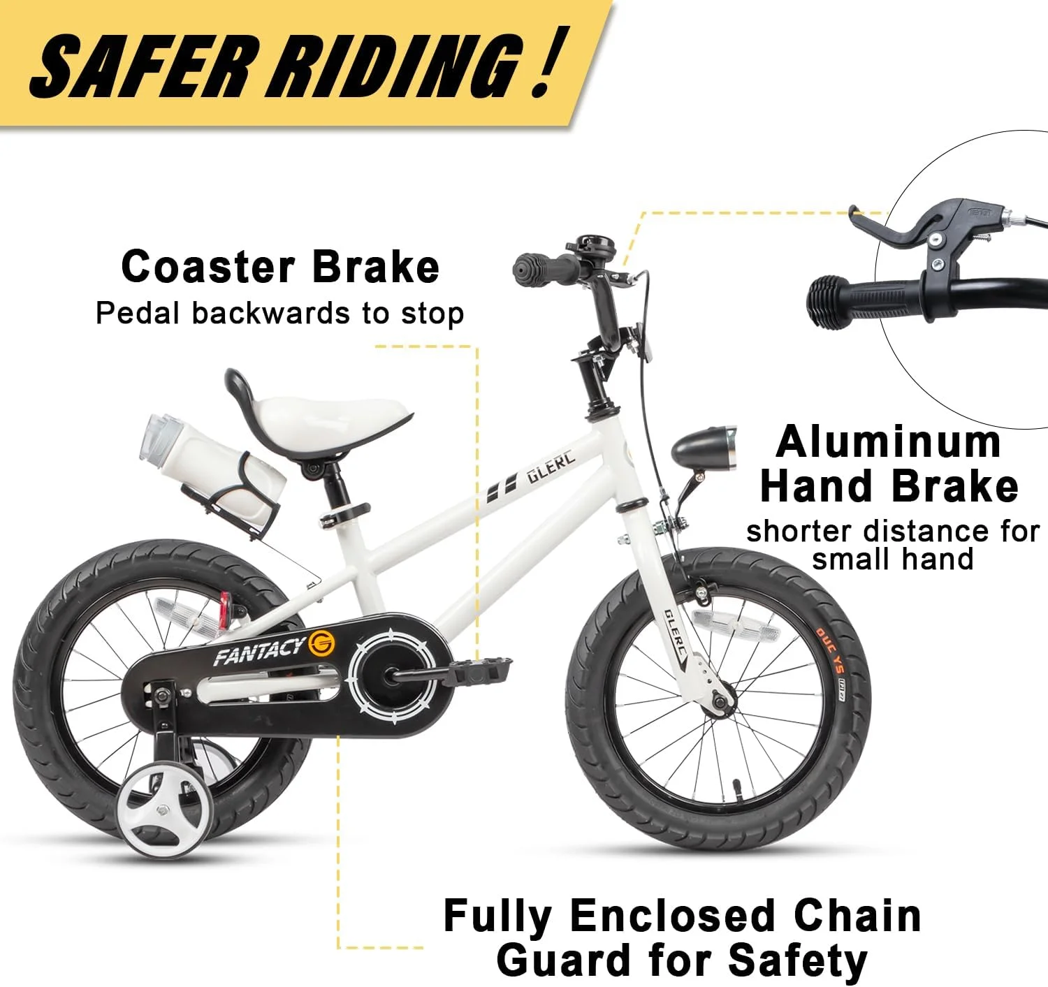 Glerc 12 inch Toddler and Kids Bike for 2-4 Years Old Boys & Girls, White - Womvr