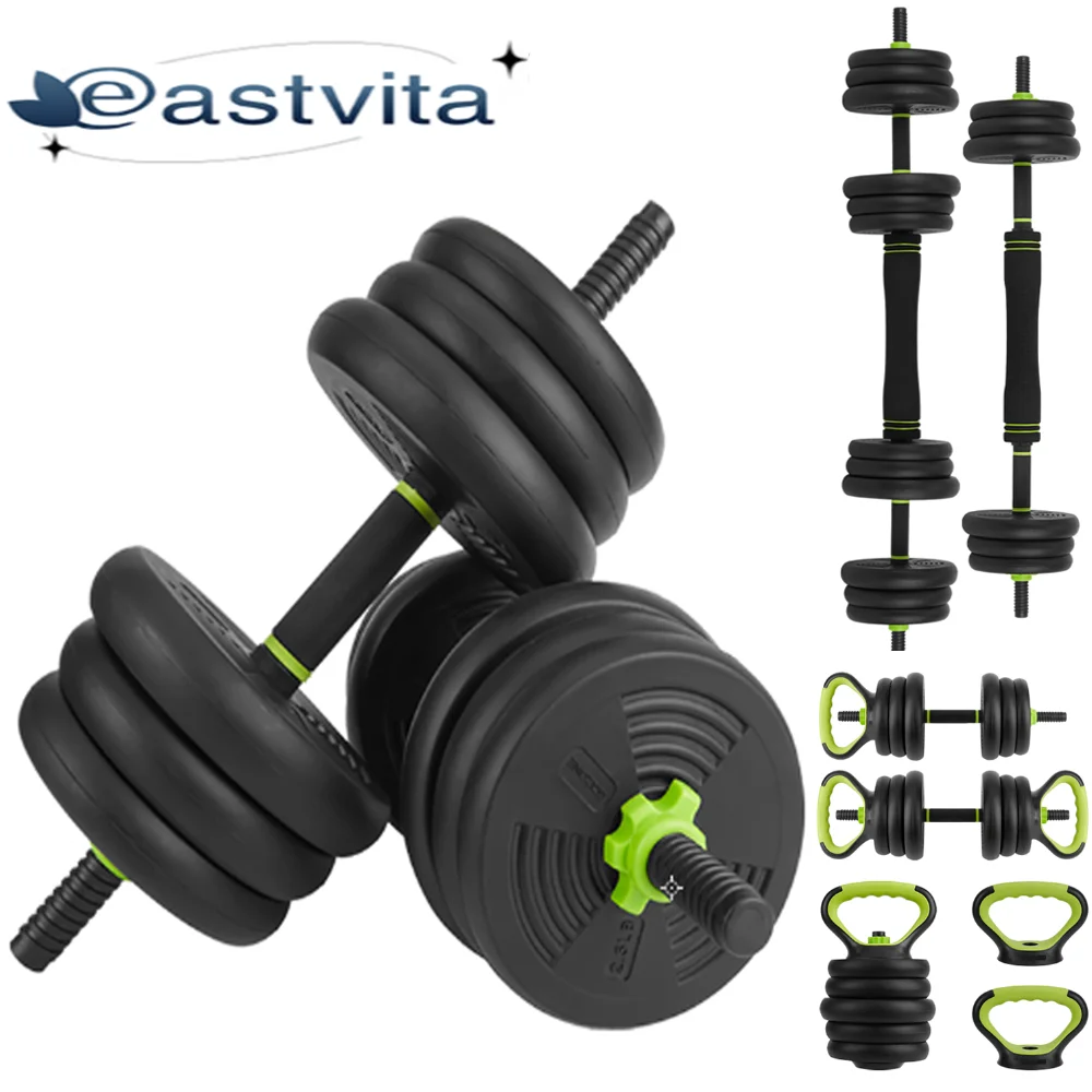 EastVita 4-in-1 Dumbbells Set Barbell Kettlebells Push-Up-Stand 50 Pounds for Home Lose Fat Gym Fitness Muscle Exercises - Womvr