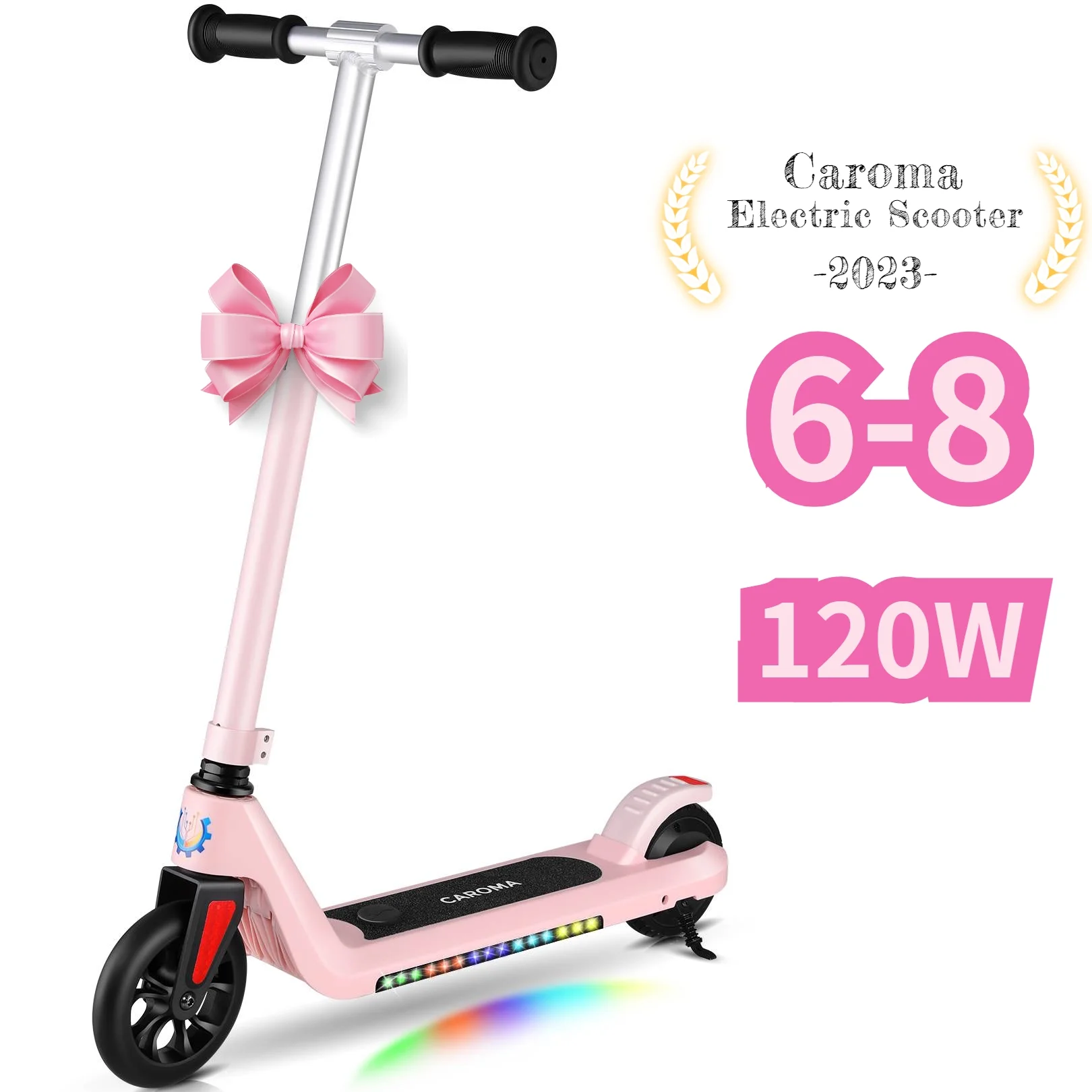 Caroma Kids Electric Scooter, 6+ Boys and Girls Safe Kick Scooter, Adjustable Speed and Handlebar - Womvr
