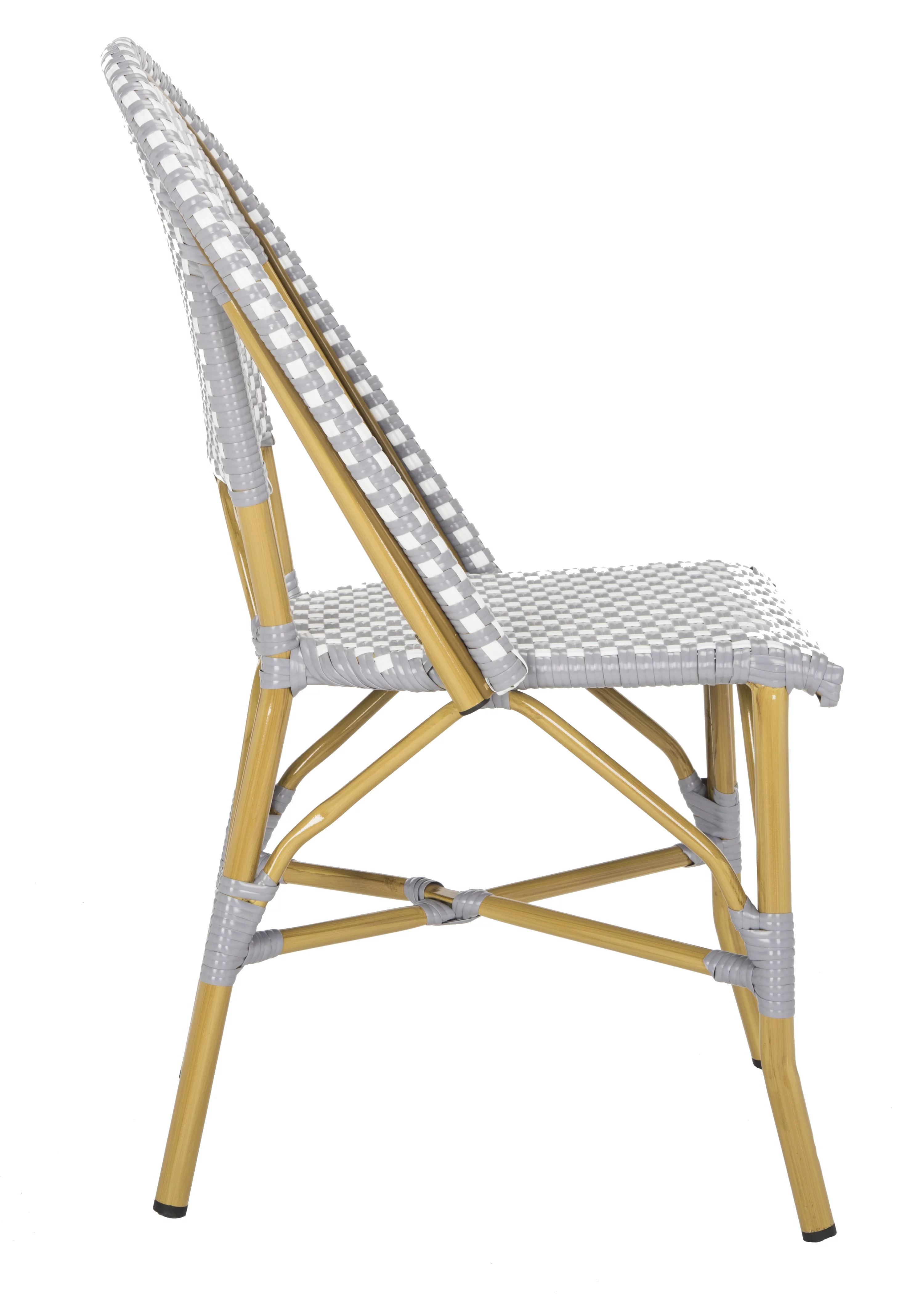 SAFAVIEH Salcha Outdoor French Bistro Side Chair, Blue/White, Set of 2 - Womvr
