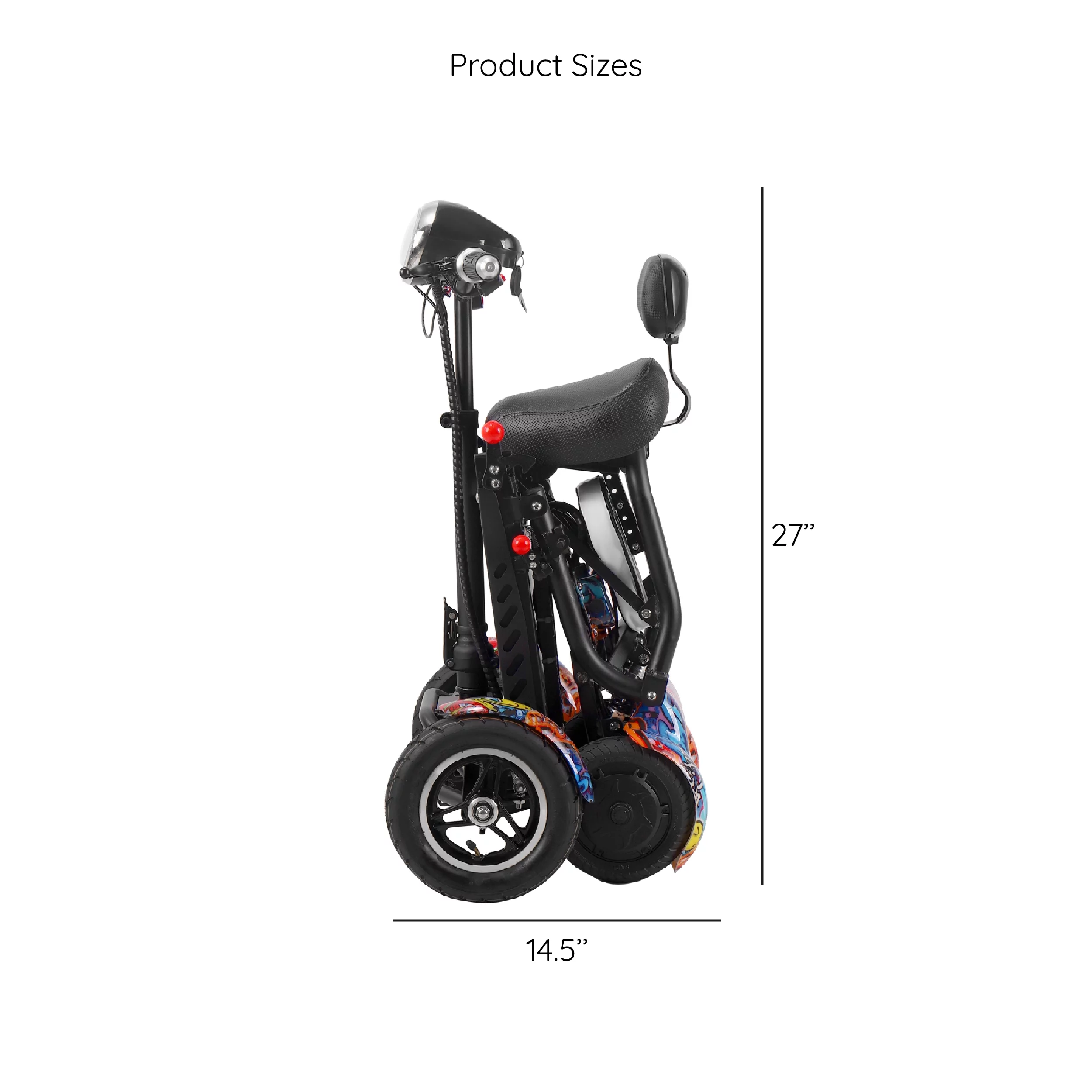 Smart Lightweight Electric Power Scooter, 4 Wheels Foldable Double Seats - Womvr