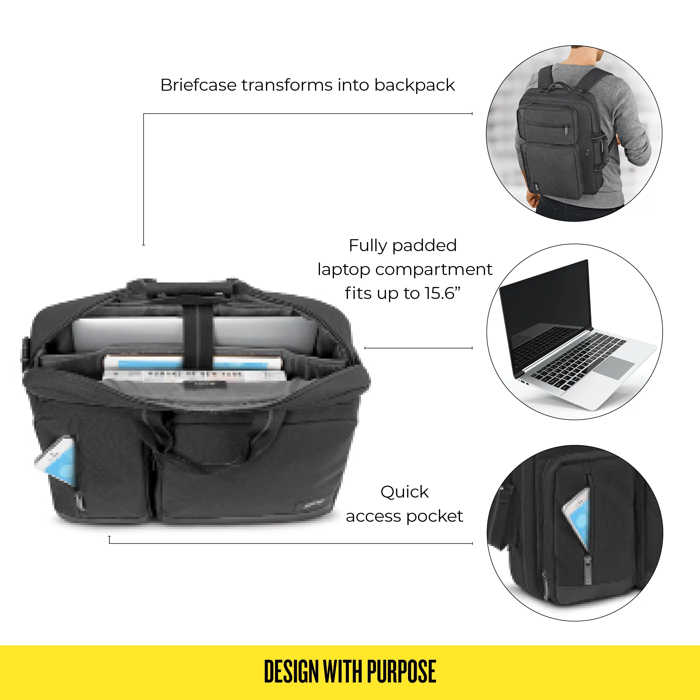 Solo New York Duane Hybrid Briefcase Backpack, Gray, Laptop Tote - Womvr