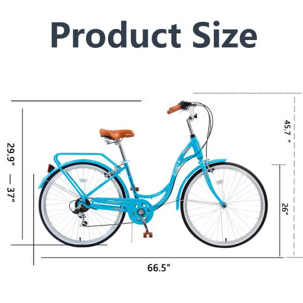 Zukka 26 inch Girls Bicycles Steel Frame 7 Speed Bicycle for Women Ladies Bike Pink - Womvr