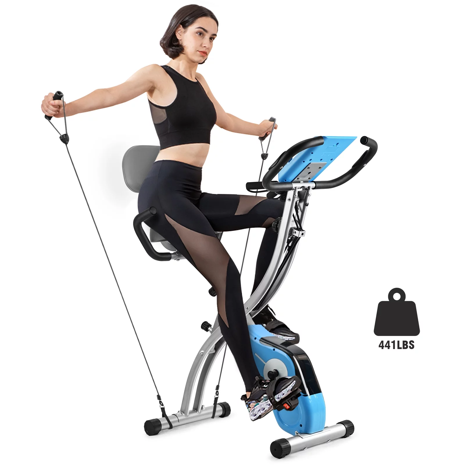 Wonder Maxi Exercise Bike Magnetic Fitness Cycle Folding Stationary Bike Indoor Home Use(White) - Womvr
