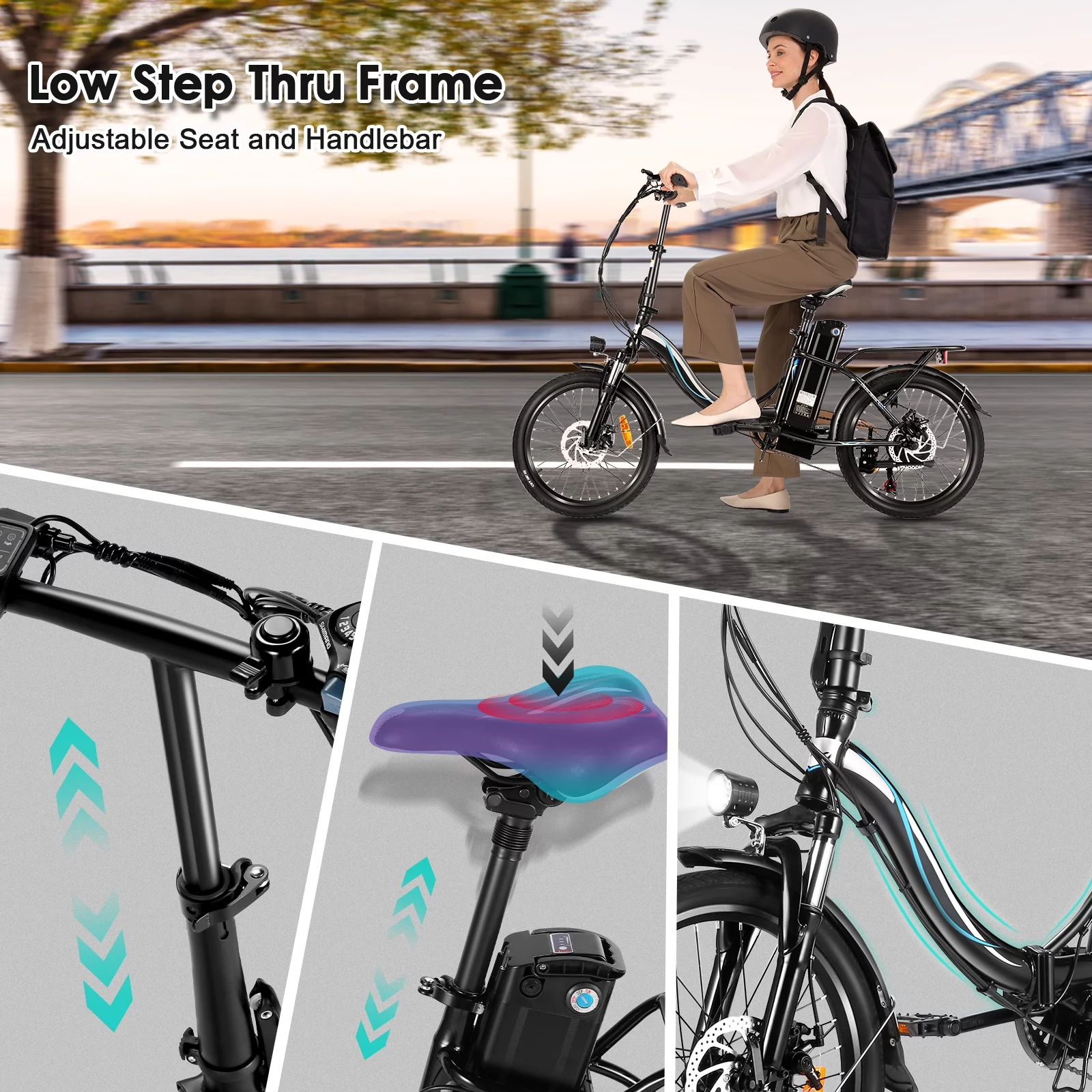 Elifine 500W Folding Electric Bike for Adults, 20