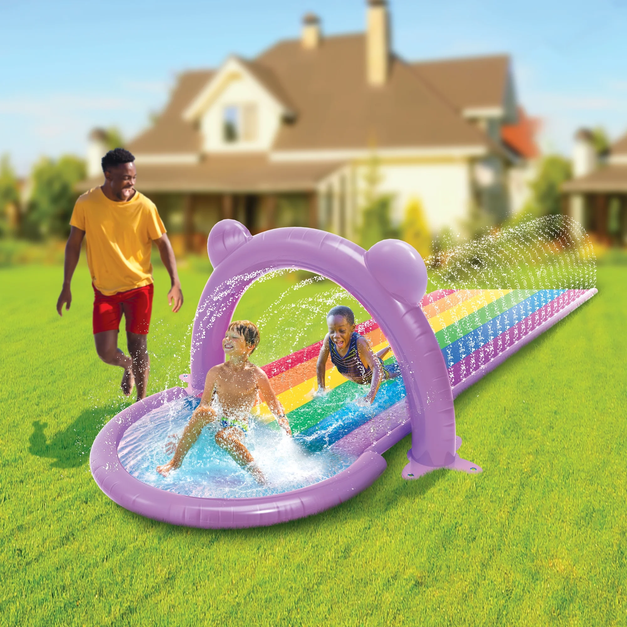Care Bears Sprinkler Dual Lane Water Slide for Age Group 4 and up - Womvr