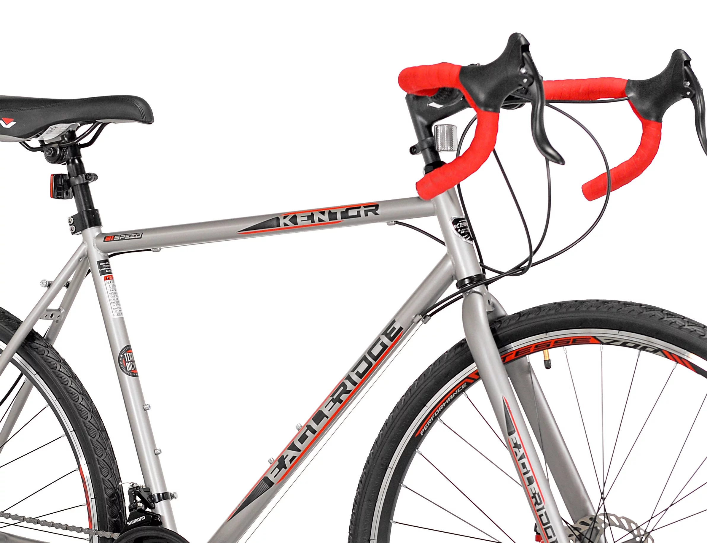 Kent Bicycles 700c Eagle Ridge Adventure Gravel Men's Large Bike, Silver, Red - Womvr