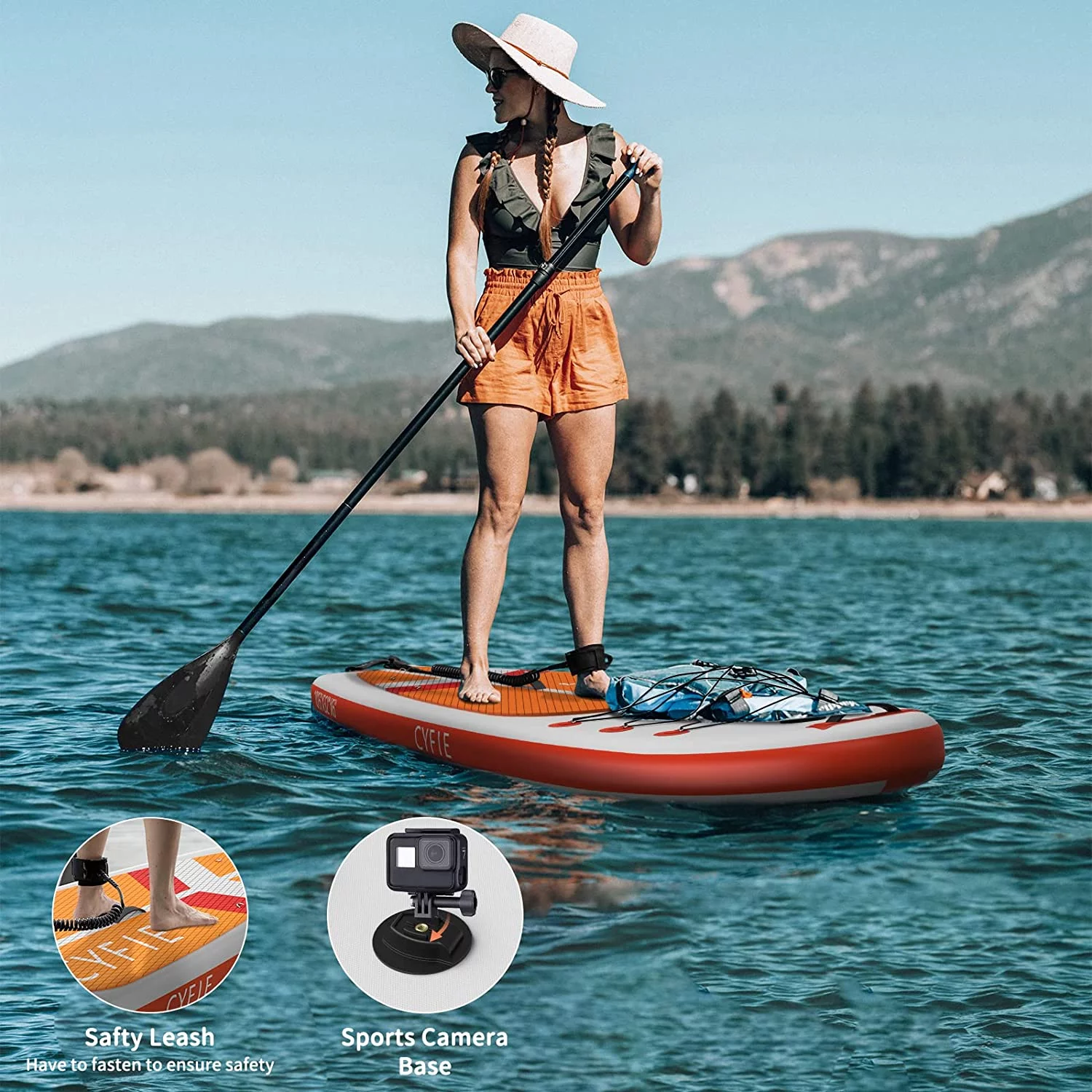 Paddle Board for Adult, Inflatable Surfboard Fishing Standup Cyfie Paddle Board 10.6 ft - Womvr
