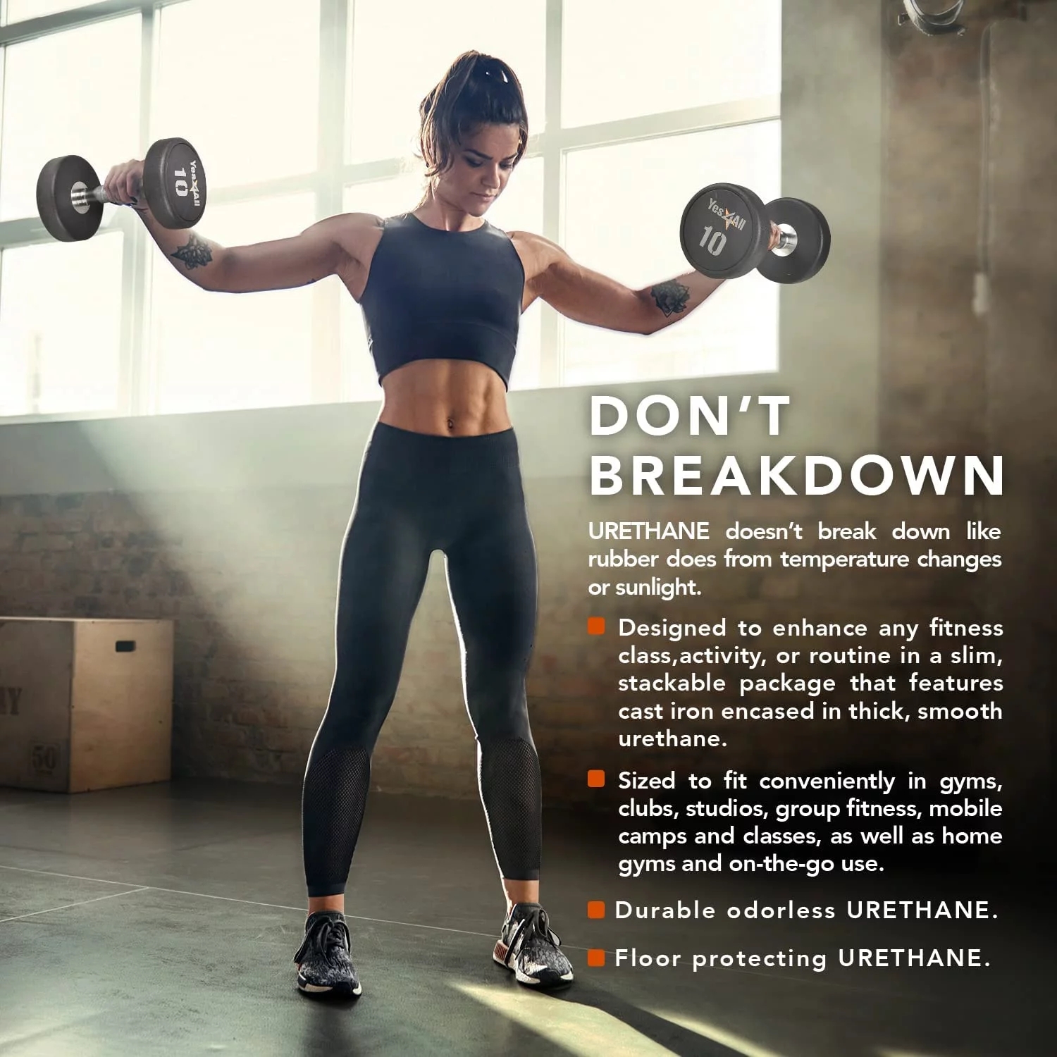 Yes4All 45 lbs Premium heavy weight Urethane Dumbbell, Single - Womvr