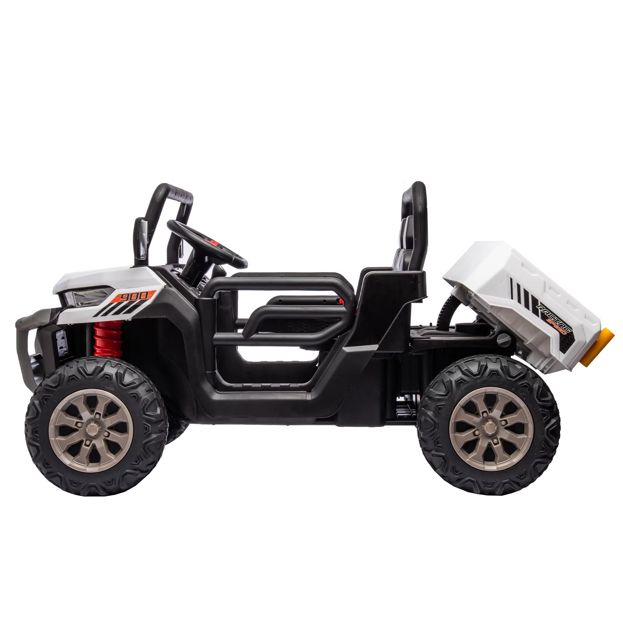 24V 2 Seater Ride on Toys, Ride On UTV with 2x200W Motor Ride On Dump Truck, Ride On Car with Dump Bed/Shovel, Electric Vehicle with Rubber Tires, LED Light, Music, Remote Control, Black - Womvr