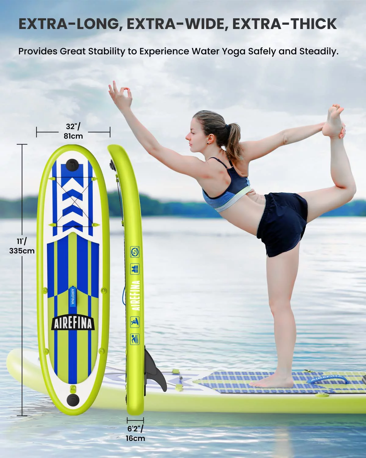 Airefina 11' Inflatable Stand Up Paddle Board with Carrying Bag - Womvr