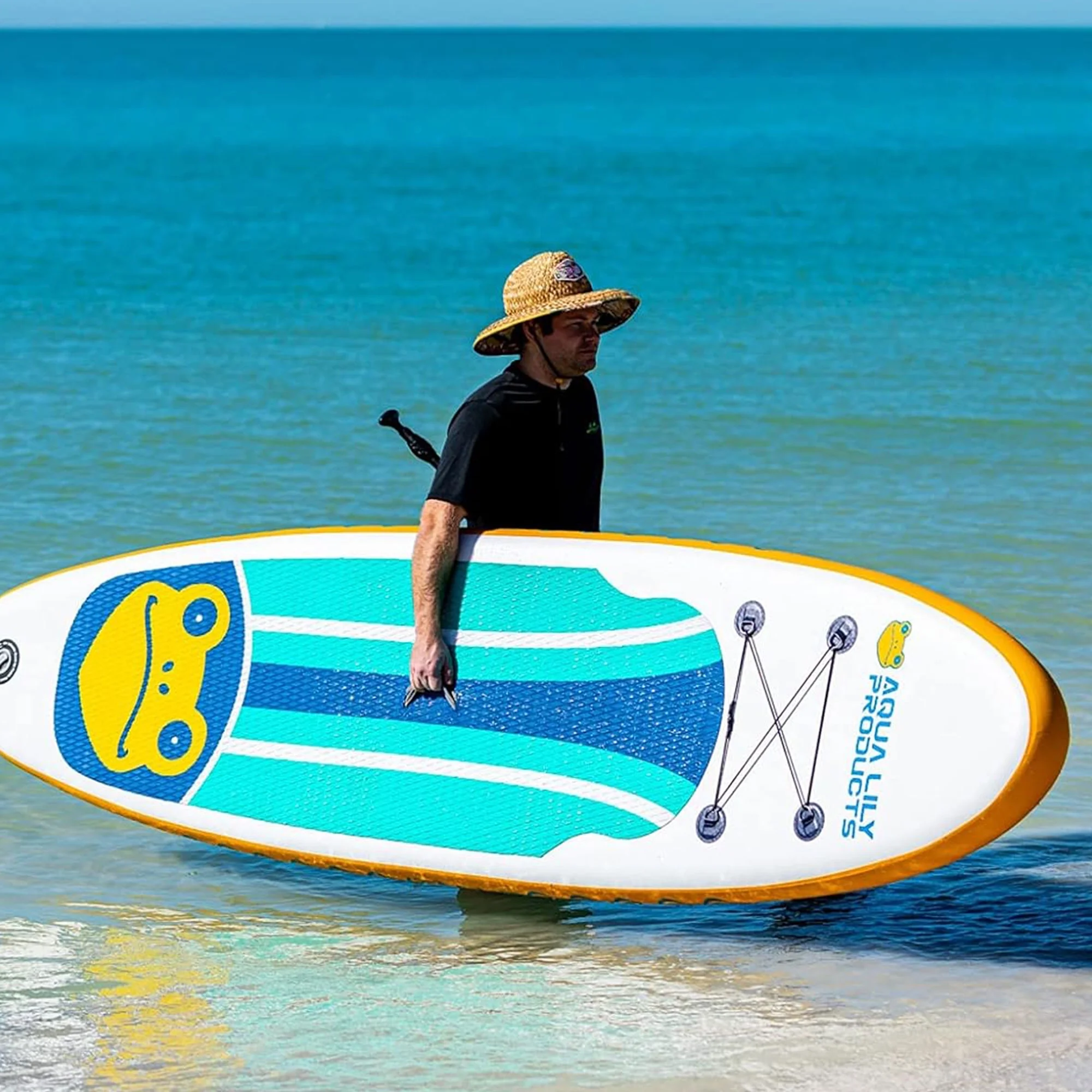 Aqua Lily Pad Premium Inflatable Stand Up Paddle Board w/Accessories & Bag - Womvr