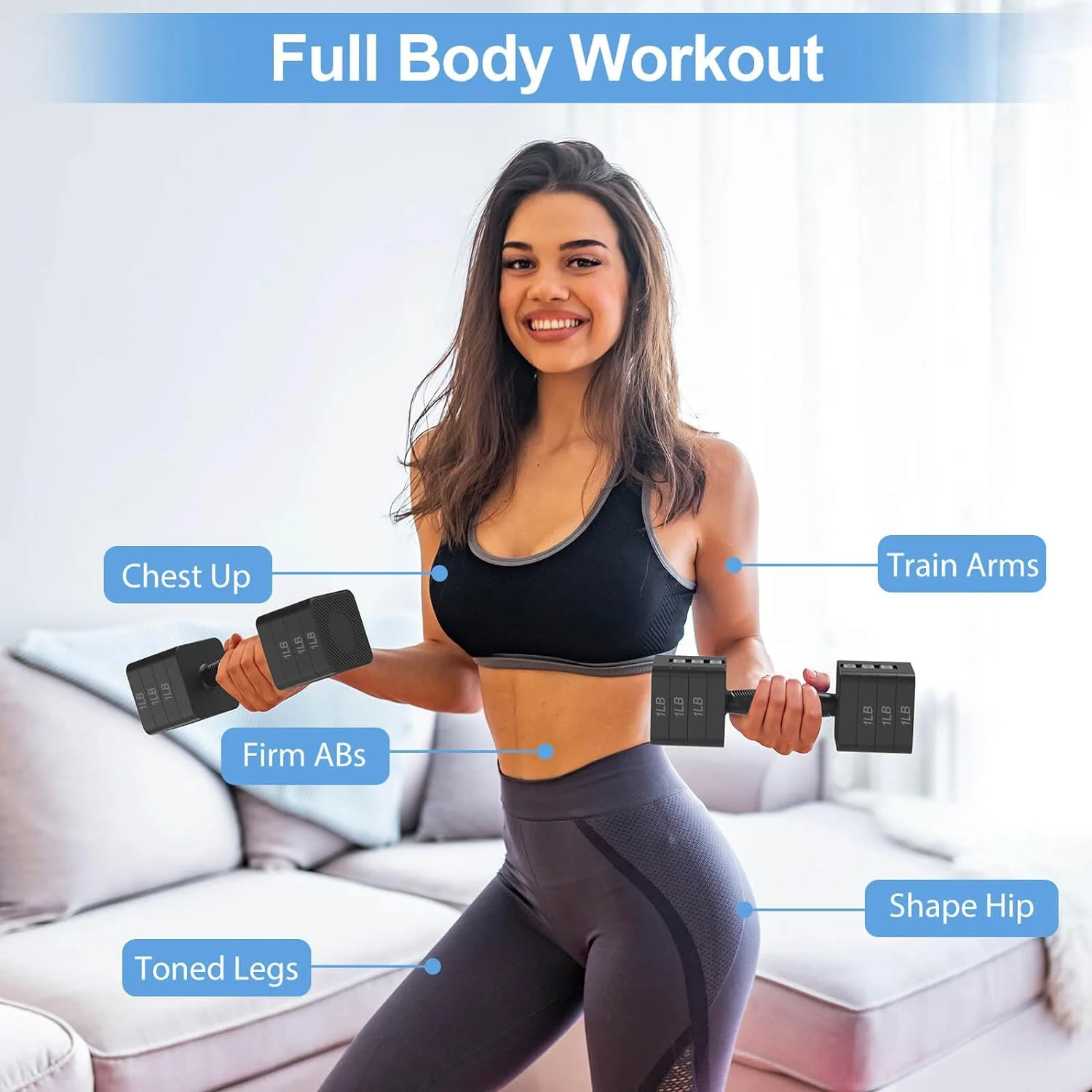 Adjustable Dumbbells Set of 2, Hand Weights Sets with 5 Levels 3lb, 5lb, 7lb, 9lb, 11lb, Adjustable Weight Dumbbells for Women/Men Home Gym Full Body Workout - Womvr