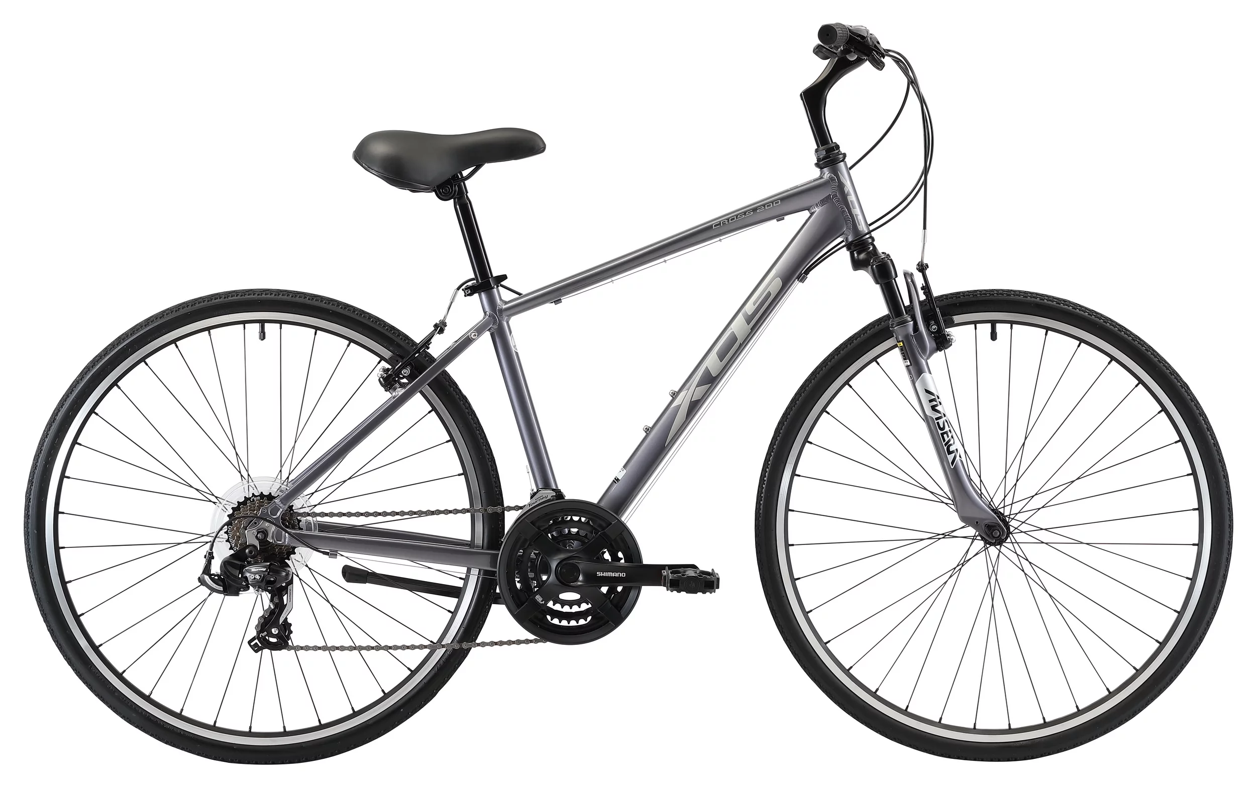 XDS Cross 200 21sp, Men's 700C Hybrid City Commuter Bike, Color:  Matt Black, Frame Size: 15