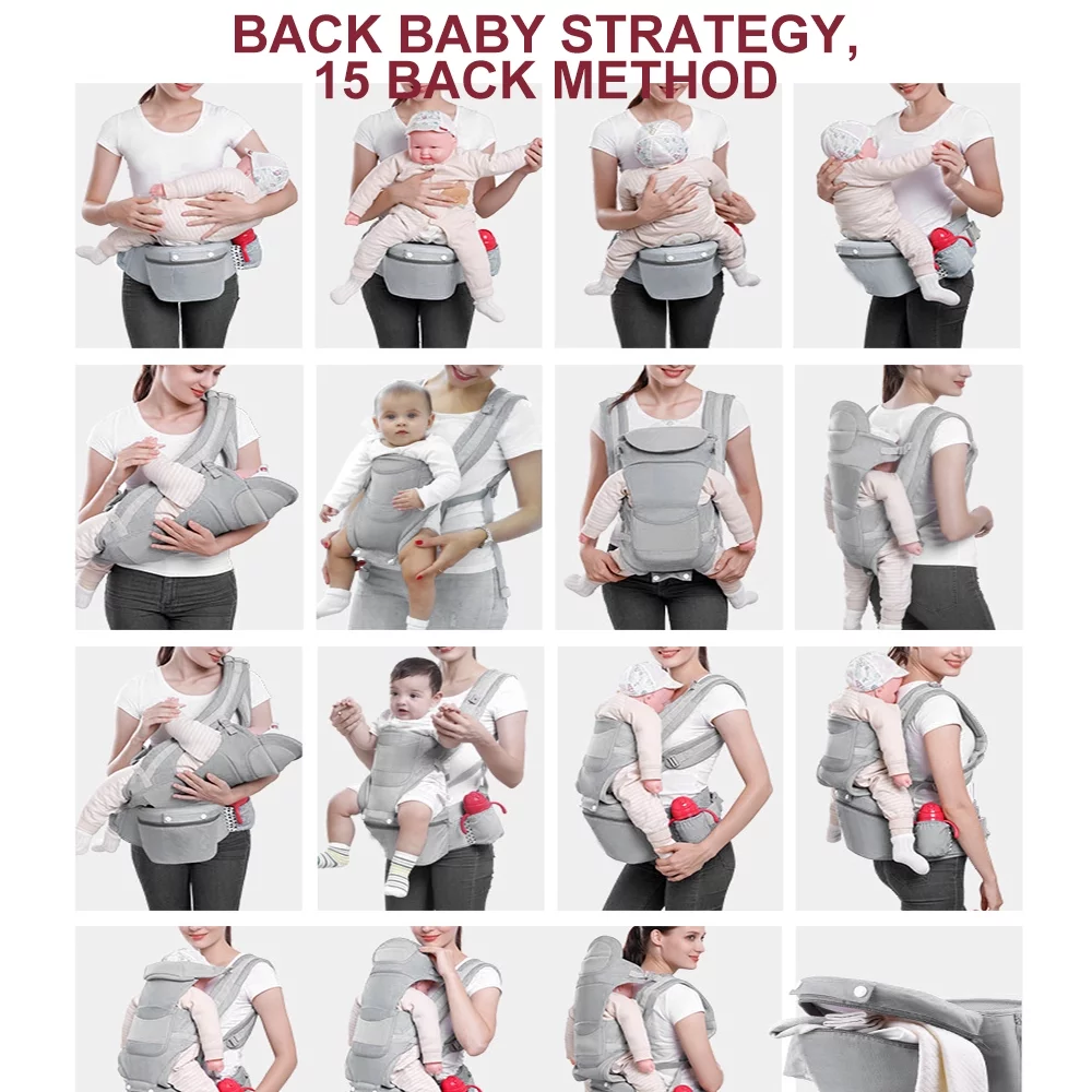 JUMPER Baby Carrier 6 in 1 Convertible Baby Carrier with Hip Seat for Newborn to Toddler, Red - Womvr
