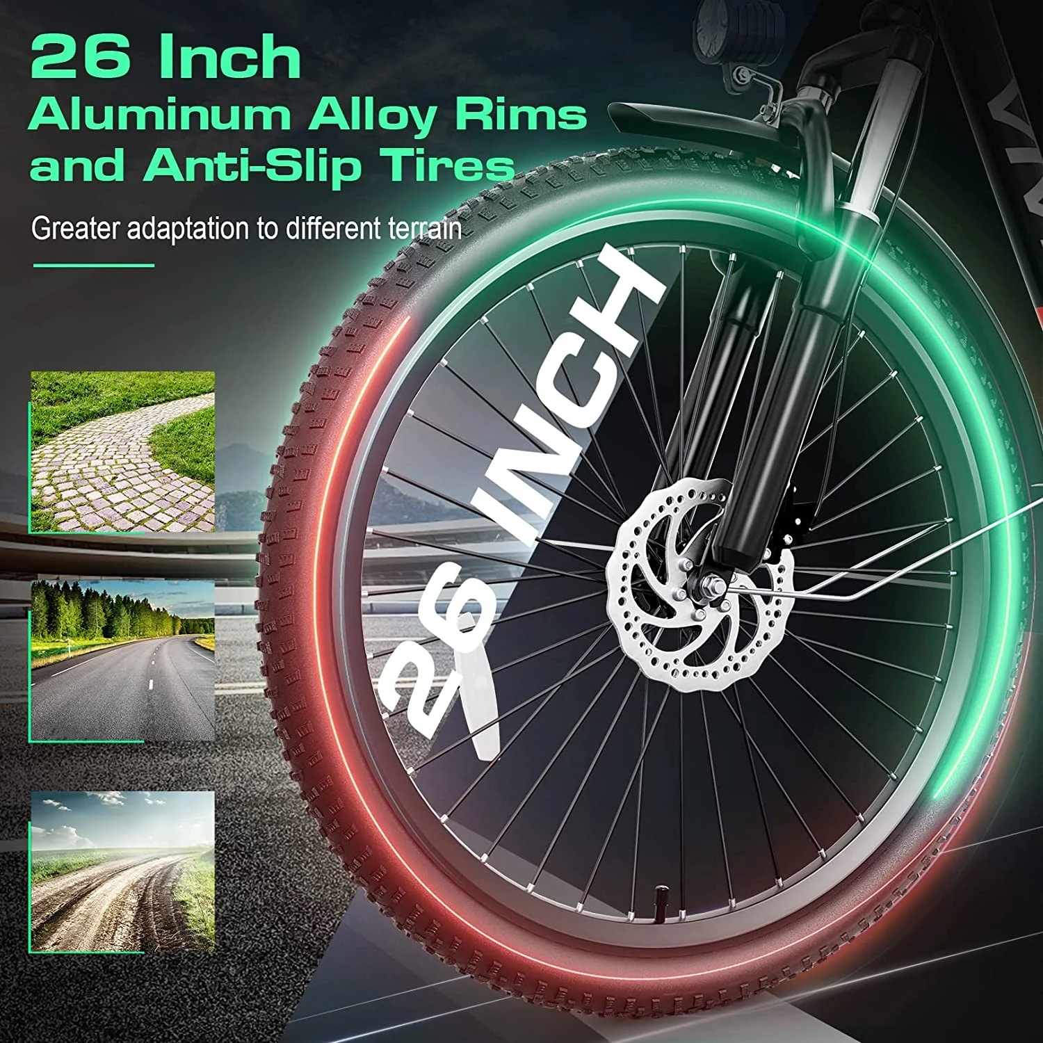 Vivi Electric Bike 26'' Electric Bike for Adults 500W Electric Bike with 48V Removable Battery, Electric Commuter Cruiser Bike 20MPH & 50 Mile City Electric Bike with Cruise Control - Womvr