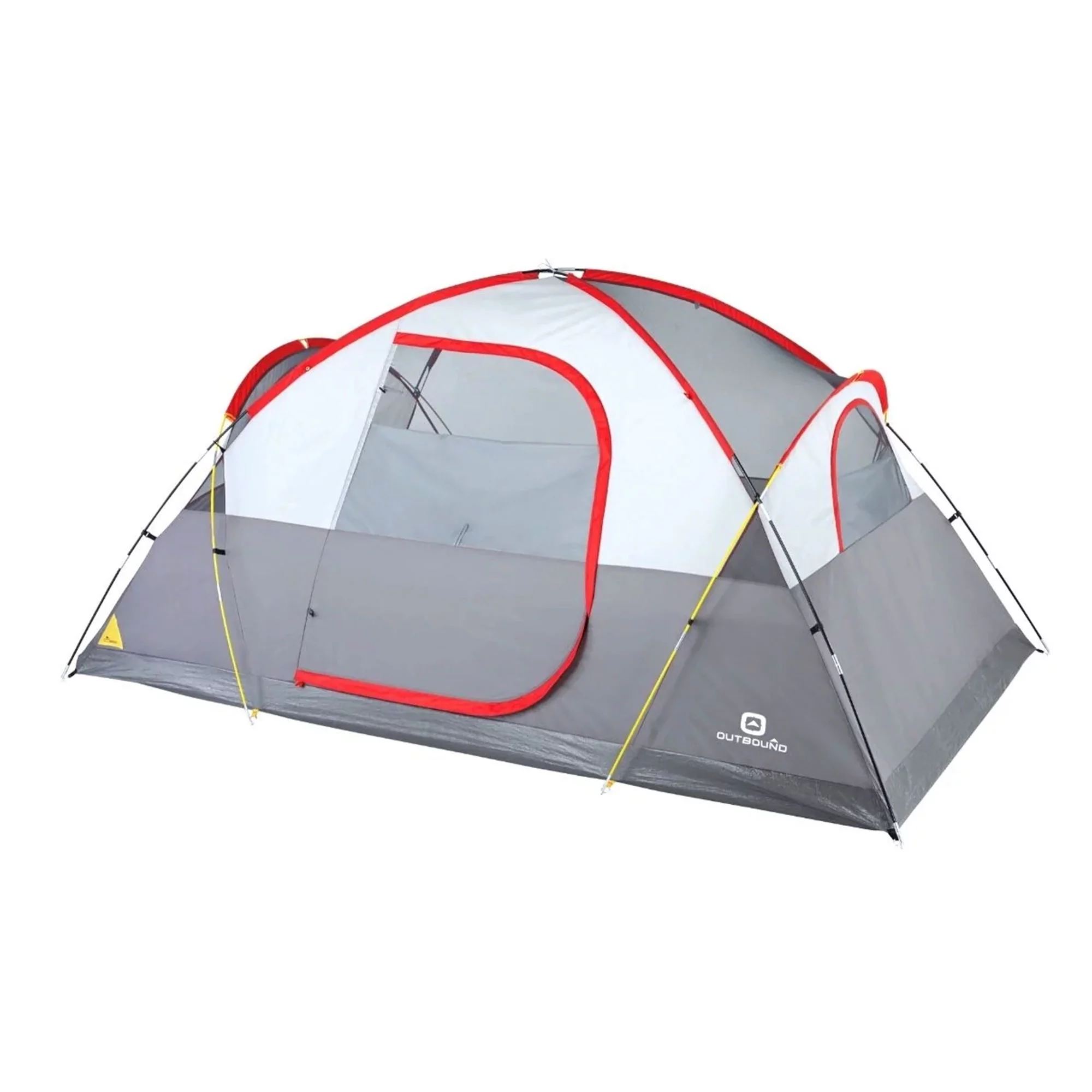 Outbound 8 Person 3 Season Easy Up Dome Tent with Room Divider and Rainfly, Red - Womvr
