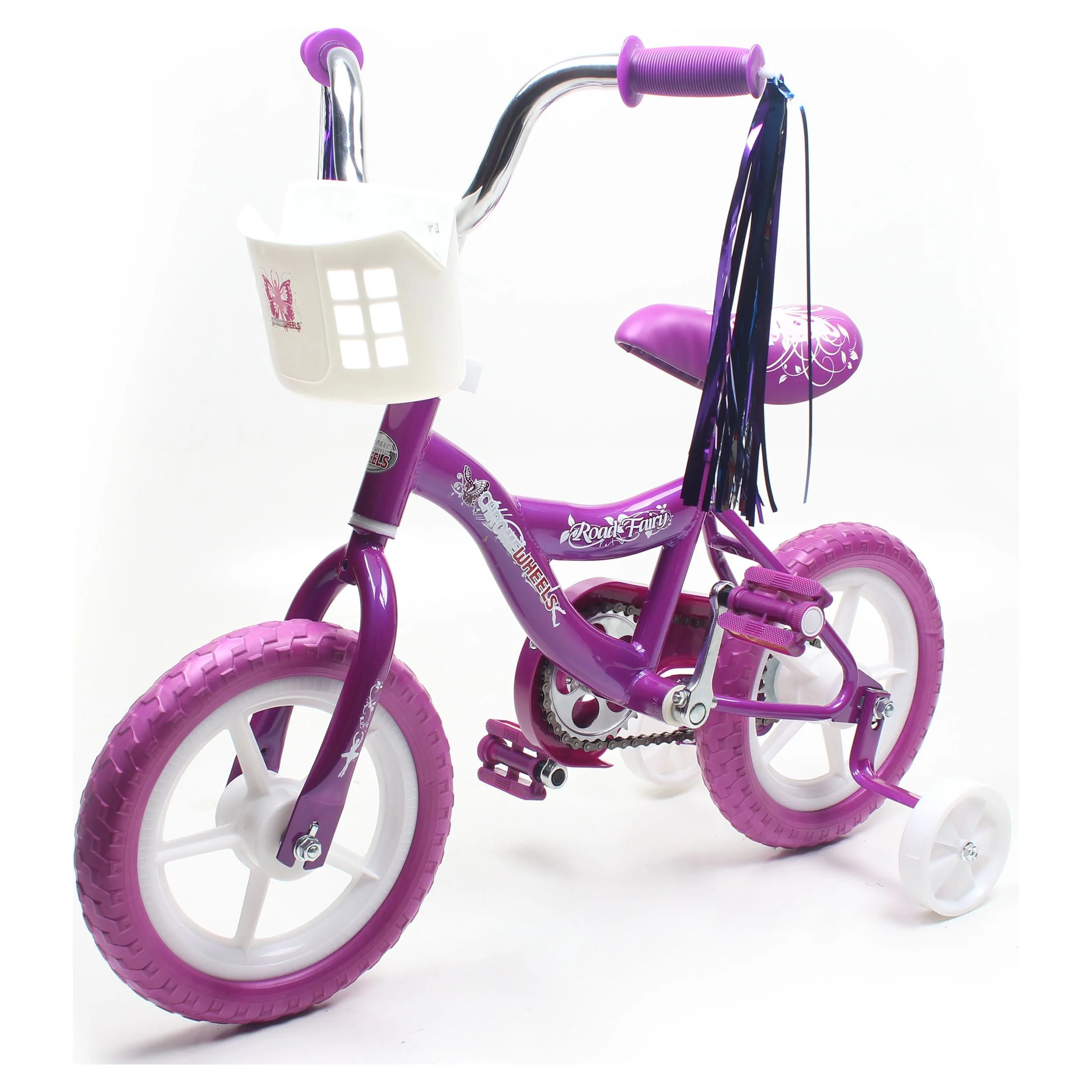 WonderPlay BMX 12 In. Kid's Bike for 2-4 Years Old, Bicycle for Girls with Front Basket, EVA Tires with Training Wheels and Coaster Brake, Purple - Womvr