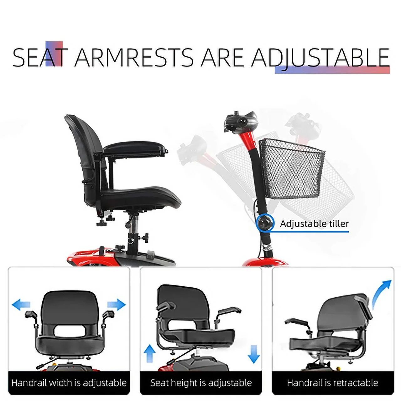 Engwe 4 Wheel Powered Mobility Scooters,Foldable Electric Wheelchair for Seniors-Red - Womvr