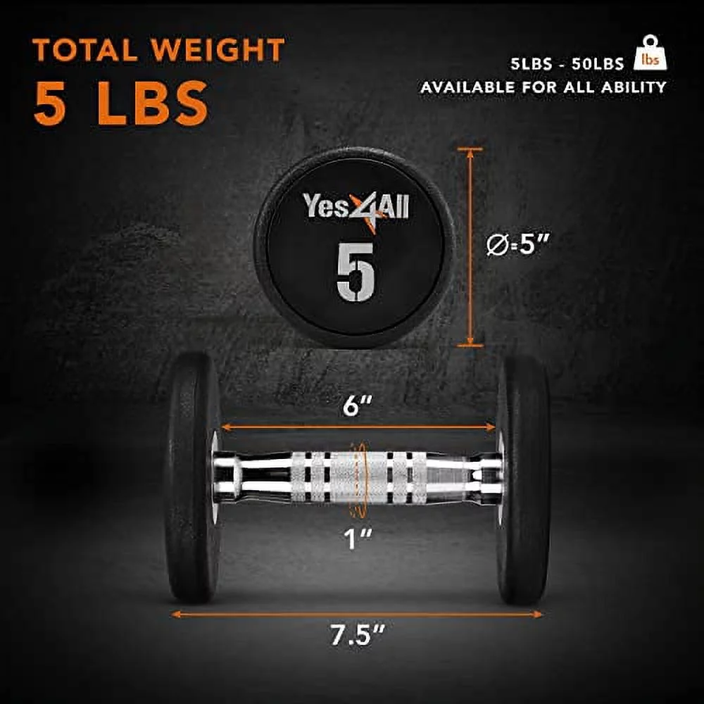 Yes4All 45 lbs Premium heavy weight Urethane Dumbbell, Single - Womvr