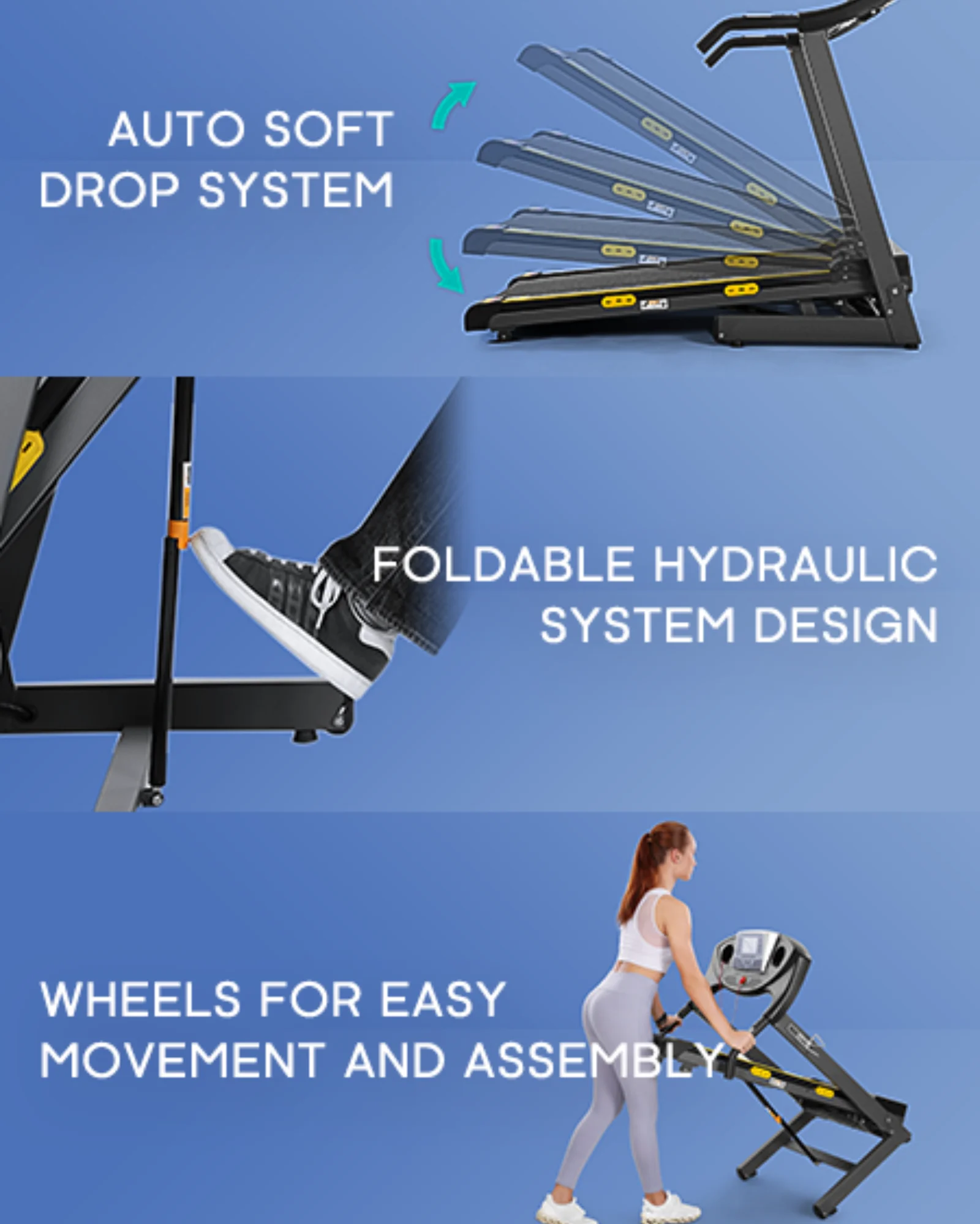 Treadmill with Incline Folding Treadmill with 12-Level Automatic Incline 2.5hp Power 8.5mhp Speed Running Machine 15 Preset Training Program Electric Treadmill for Home Use - Womvr