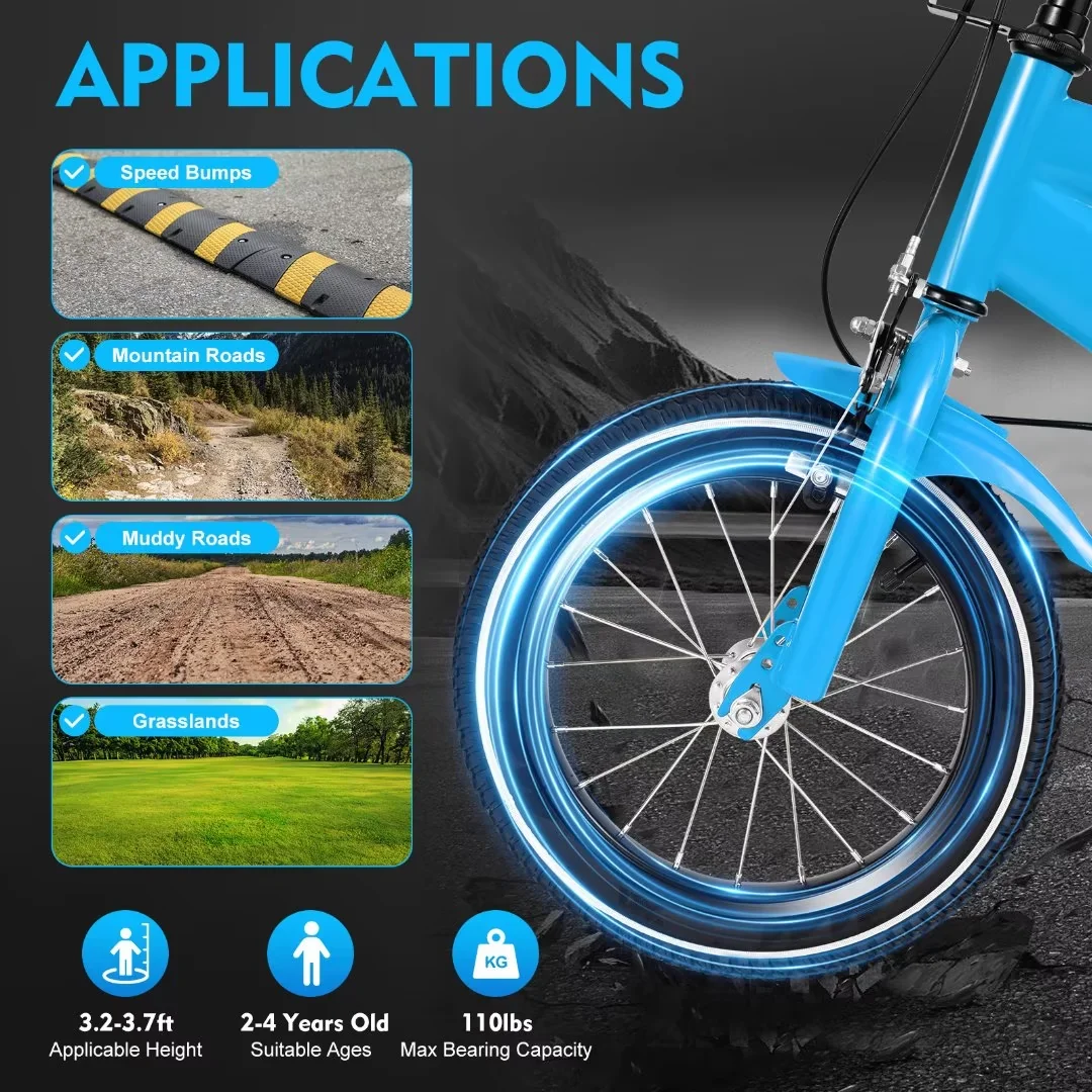 TFCFL 14 inch Kids Bike Bicycle Children Cycle Bikes Gift With With Safety Training Wheels - Womvr