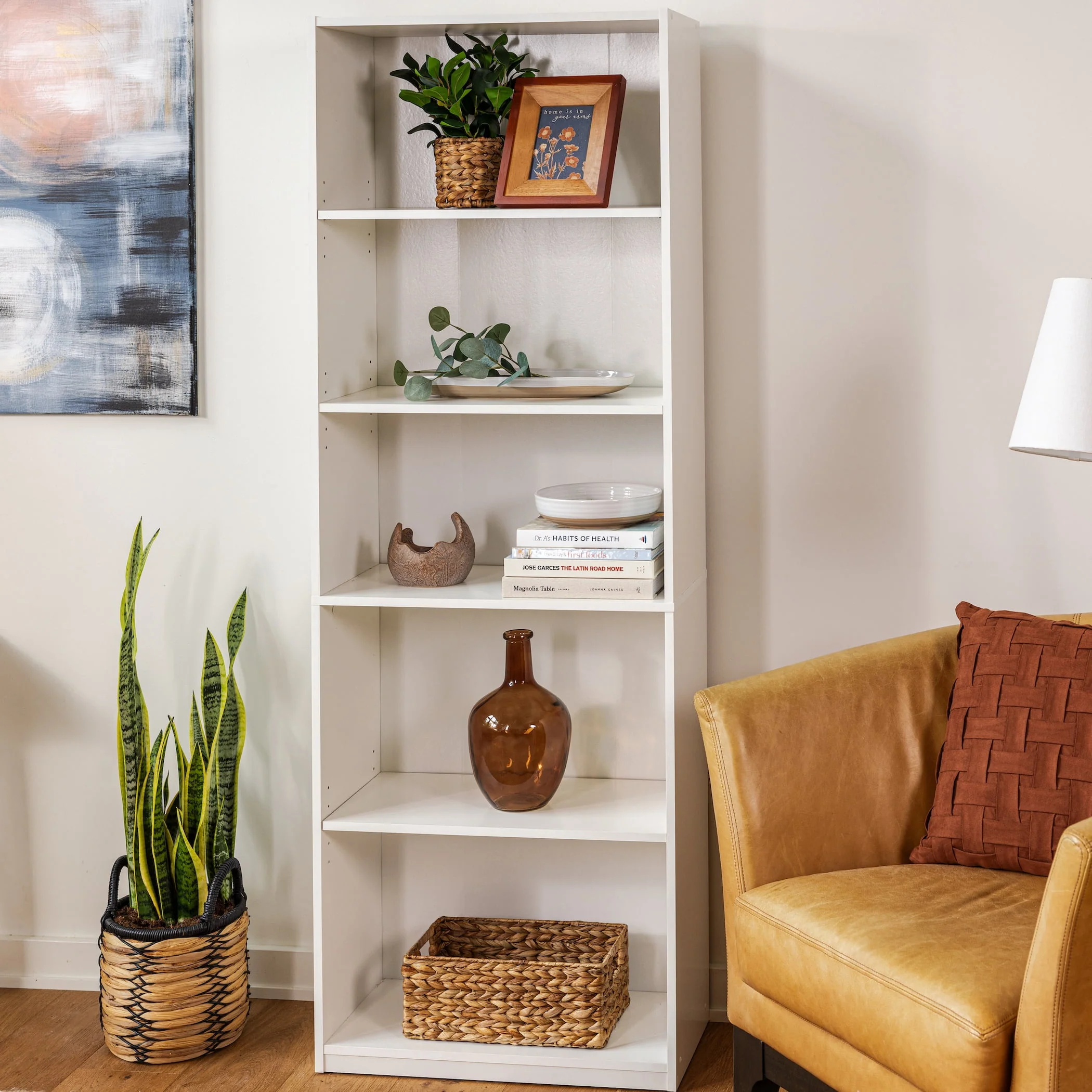 Mainstays 5-Shelf Bookcase with Adjustable Shelves, White - Womvr