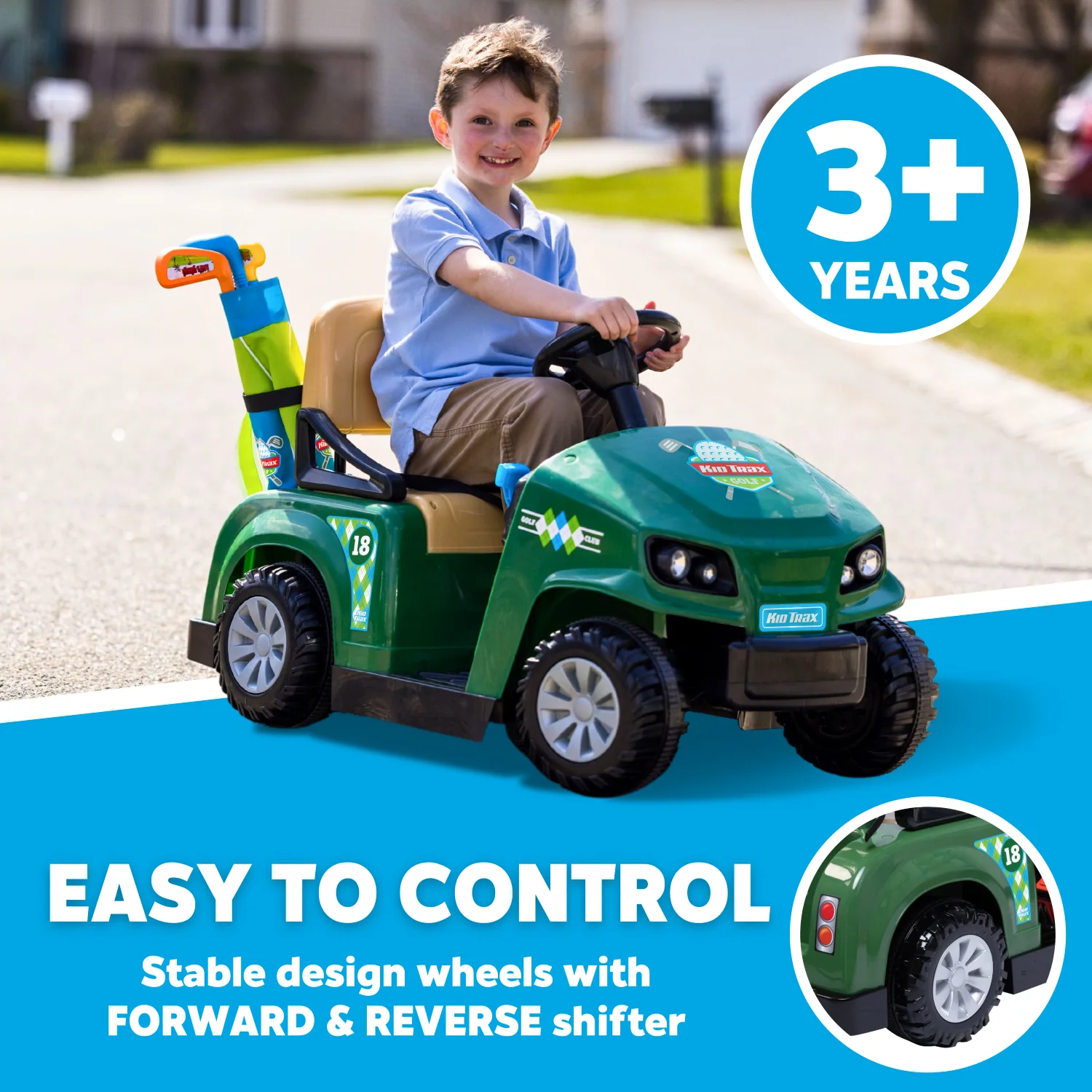 Golf Cart 6V Ride On for Toddlers, Boys and Girls, Ages 3 and up. Golf Clubs and Balls Included - Womvr