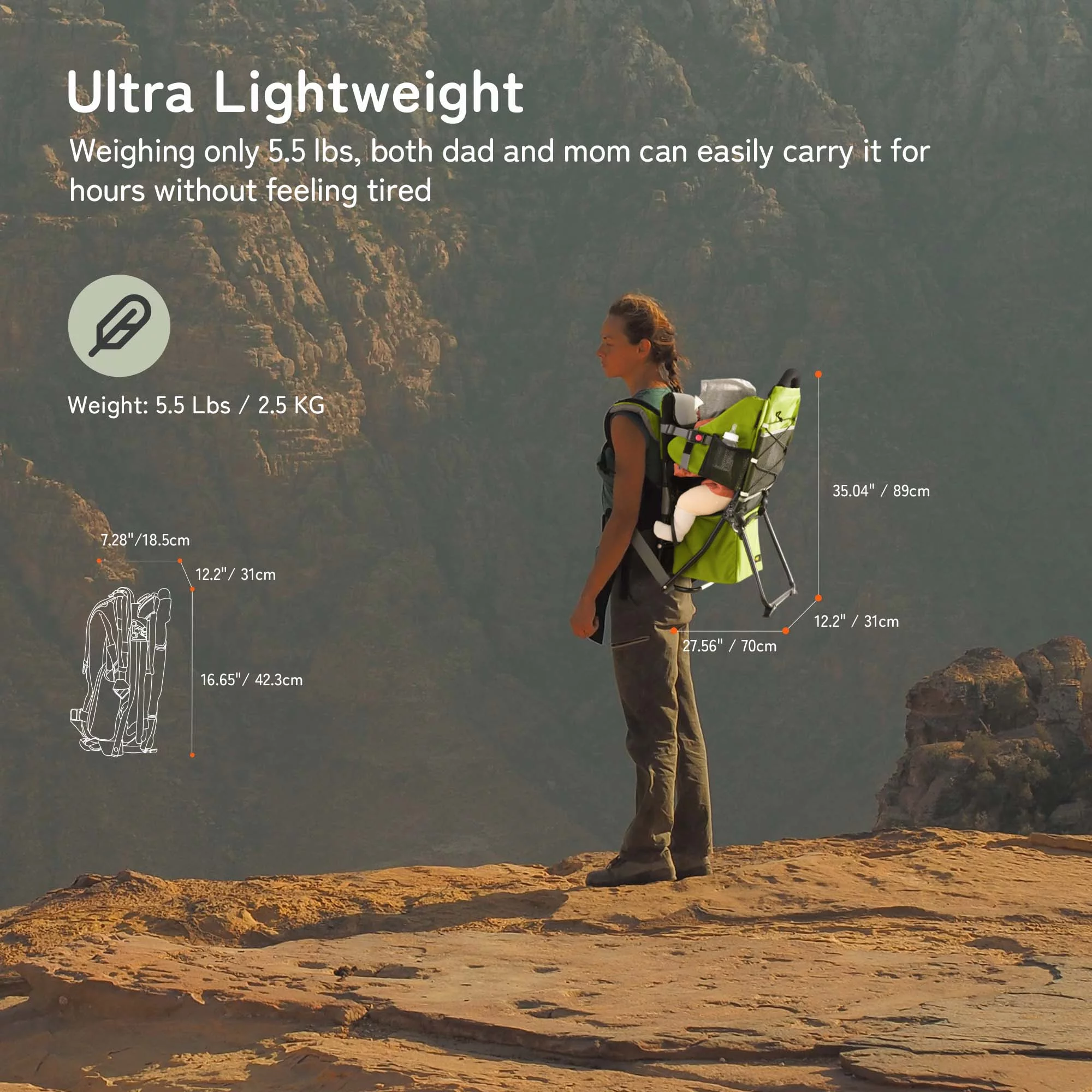 Besrey Baby Hiking Backpack Carrier for Toddlers, Waterproof & Lightweight Outdoor Child Back Frame, Black - Womvr