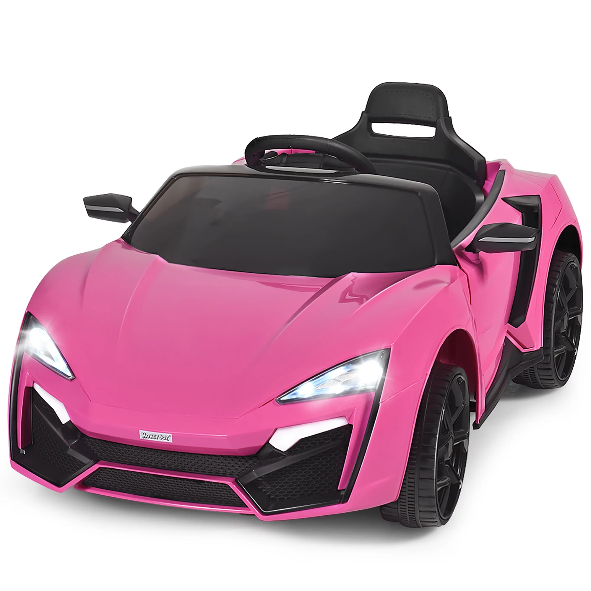 Costway 12V Kids Ride On Car 2.4G RC Electric Vehicle w/ Lights MP3 Openable Doors Pink - Womvr