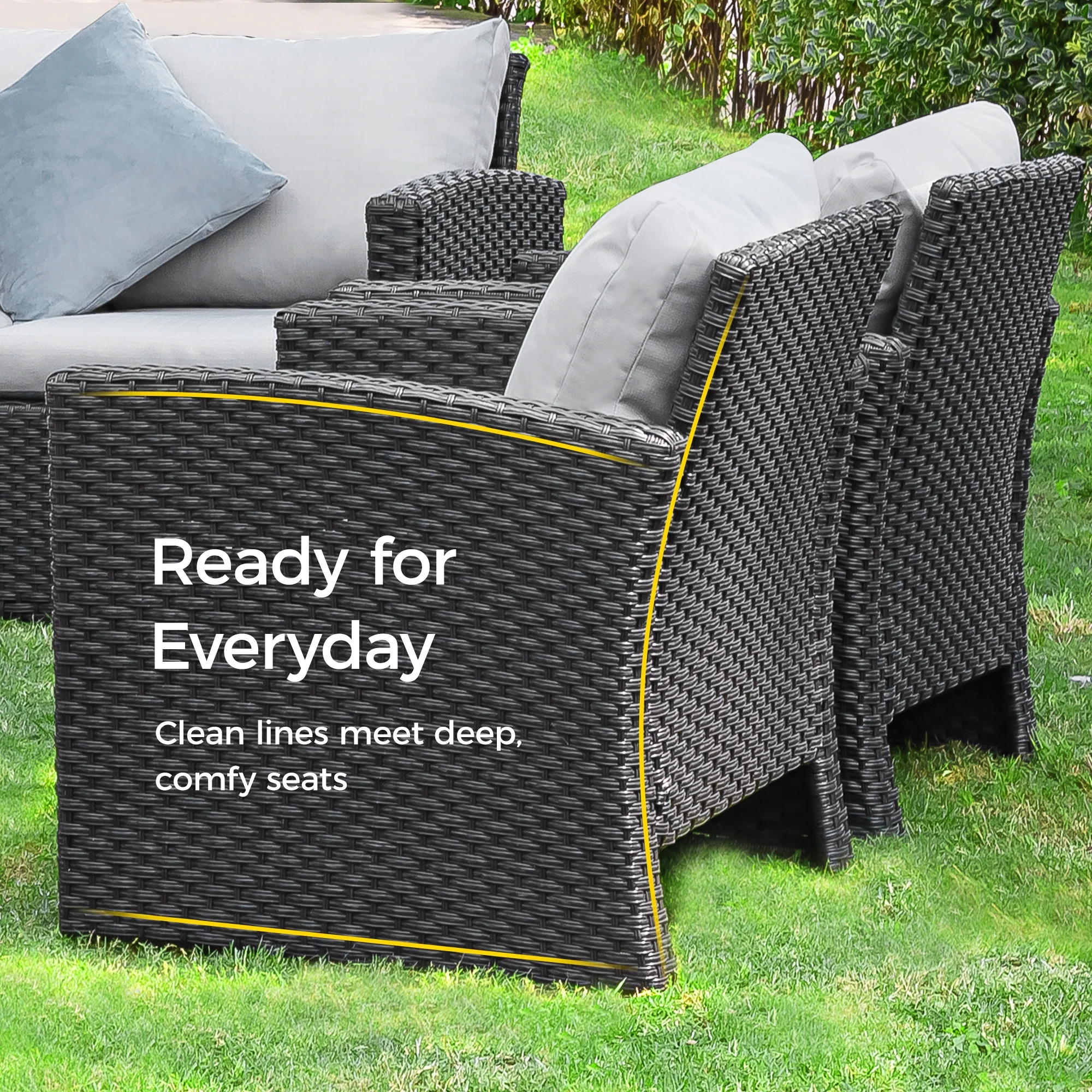 Royalcraft 10 Pieces Patio Furniture Set, All Weather PE Wicker Rattan Outdoor Sectional Sofa, Outdoor Sectional Sofa for Lawn Backyard Poolside Porch Garden, Grey - Womvr