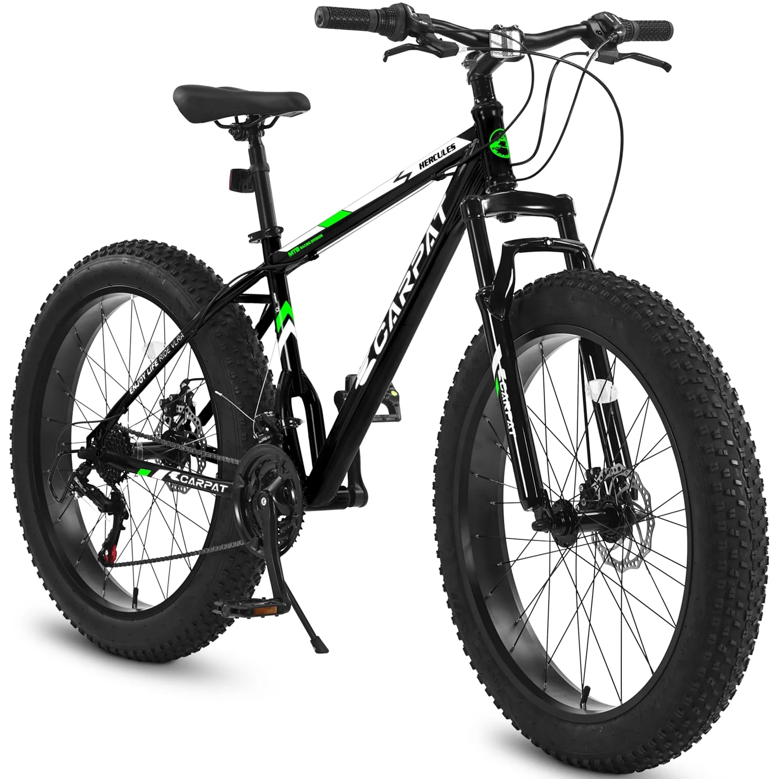 CHAMPIERRE 24 inch Mountain Bikes for Man and Woman, Shimano 7 Speeds Fat Tire Bike, Dual Disc Brake,Orange - Womvr