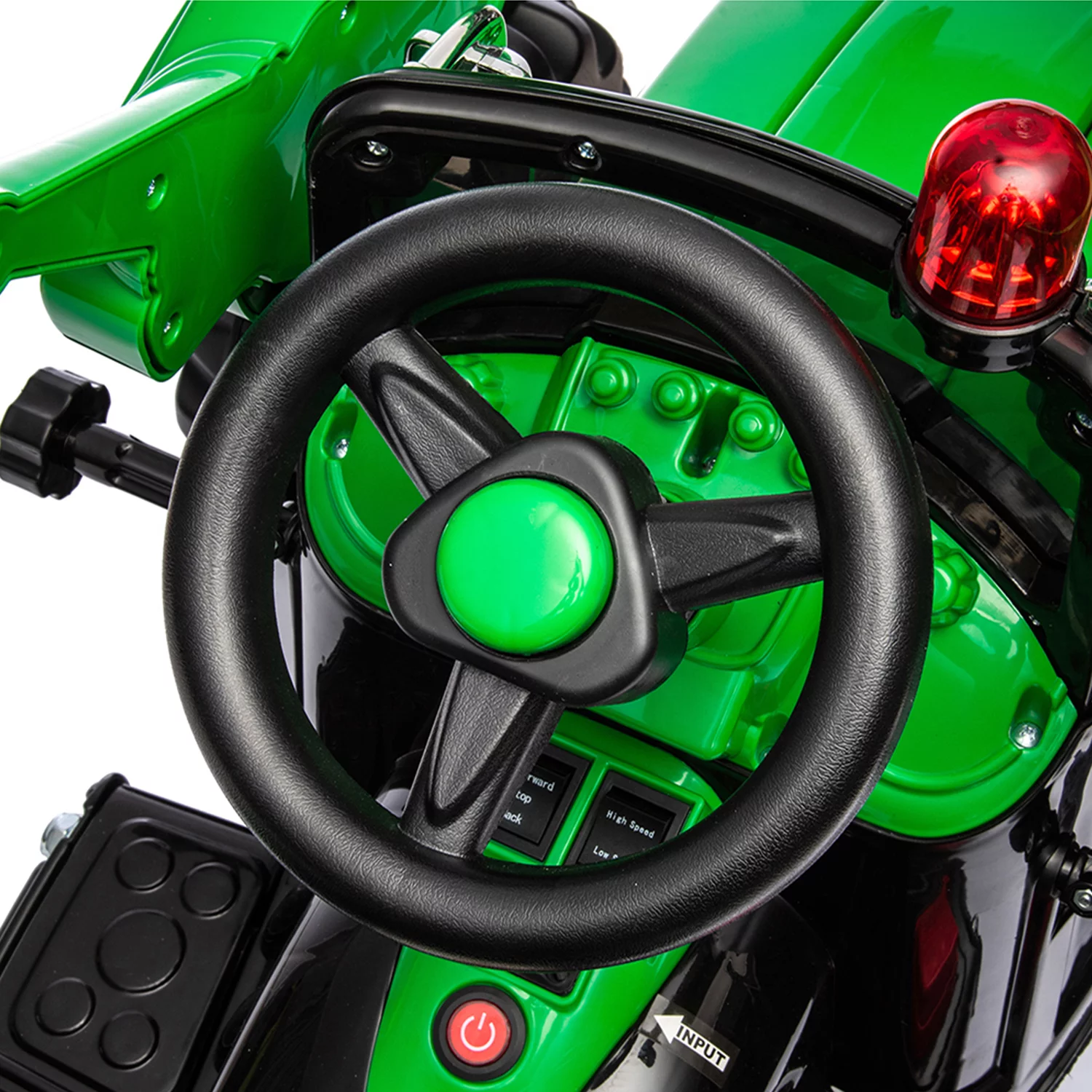 CIPACHO 24 V Powered Ride Ons Tractor, Electric Construction Vehicles for Kids with Working Loader and Backhoe Digger, Kids' Car Toys with Trailer, Green - Womvr