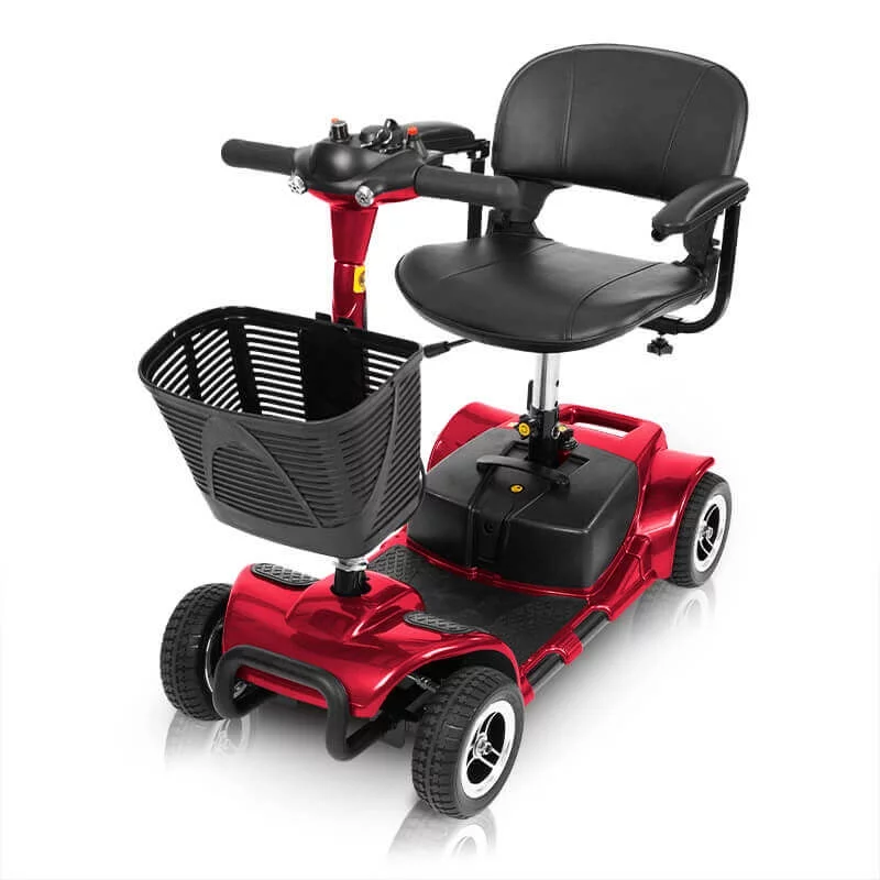 Vive 4 Wheel Battery Powered Mobility Scooter - Electric Transport Chair- Compact Heavy Duty Mobile for Travel, Adults, Elderly with Basket and Charger Included - Womvr