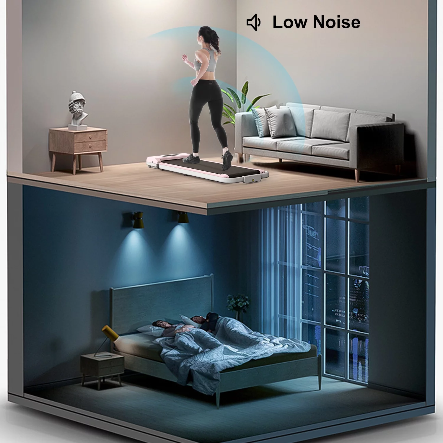 Bigzzia Treadmill Under Desk Treadmill 2 in 1 Folding Treadmill, Treadmills for Home Maximum Weight 265 lbs Gray - Womvr