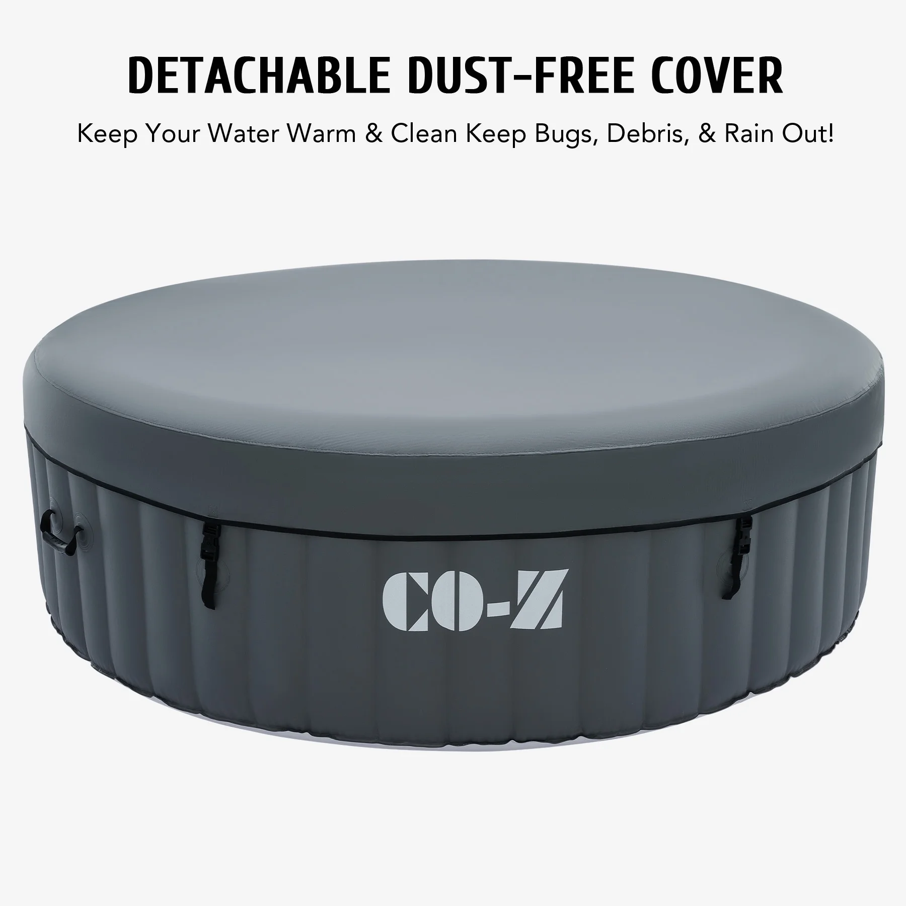 CO-Z 4-6 Person 7' Blow-Up Hot Tub with 130 Air Jets Cover Electric Pump Portable Pool, Gray - Womvr