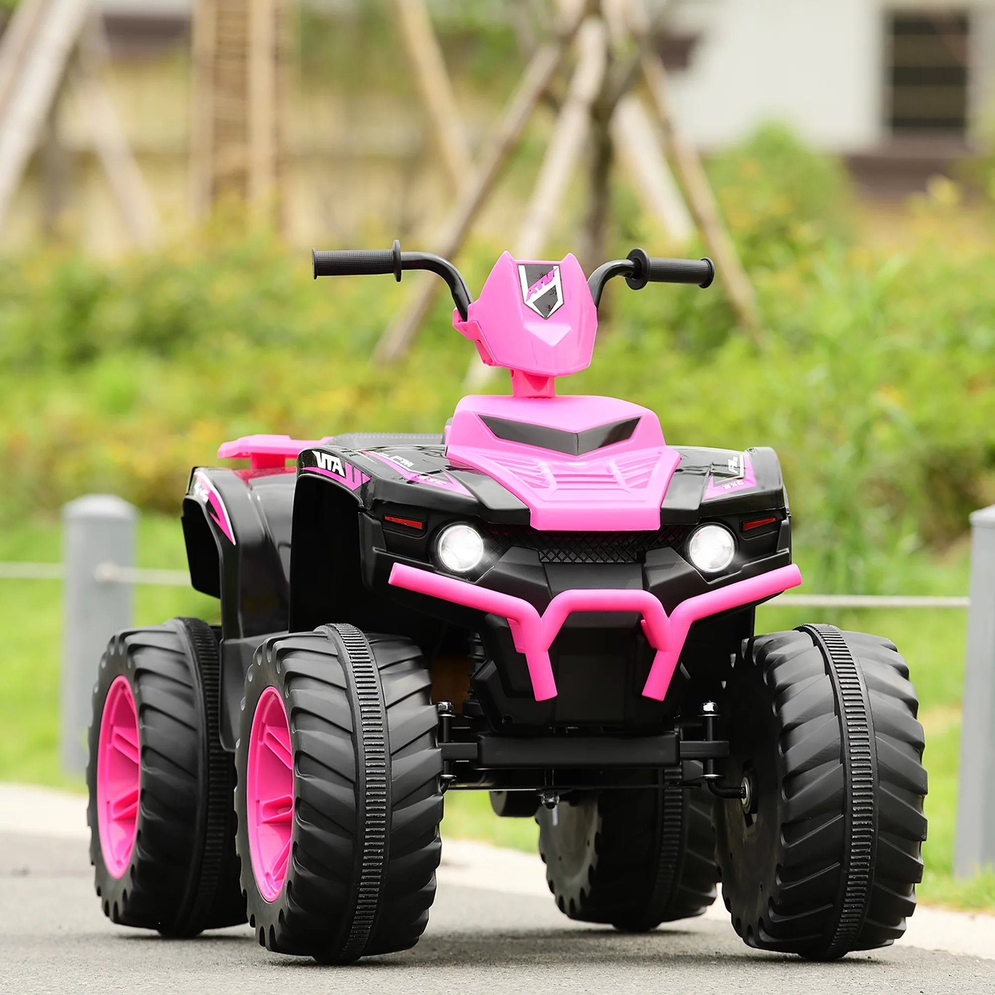 Costway 12V Kids 4-Wheeler ATV Quad Ride On Car w/ LED Lights Music  USB Navy - Womvr