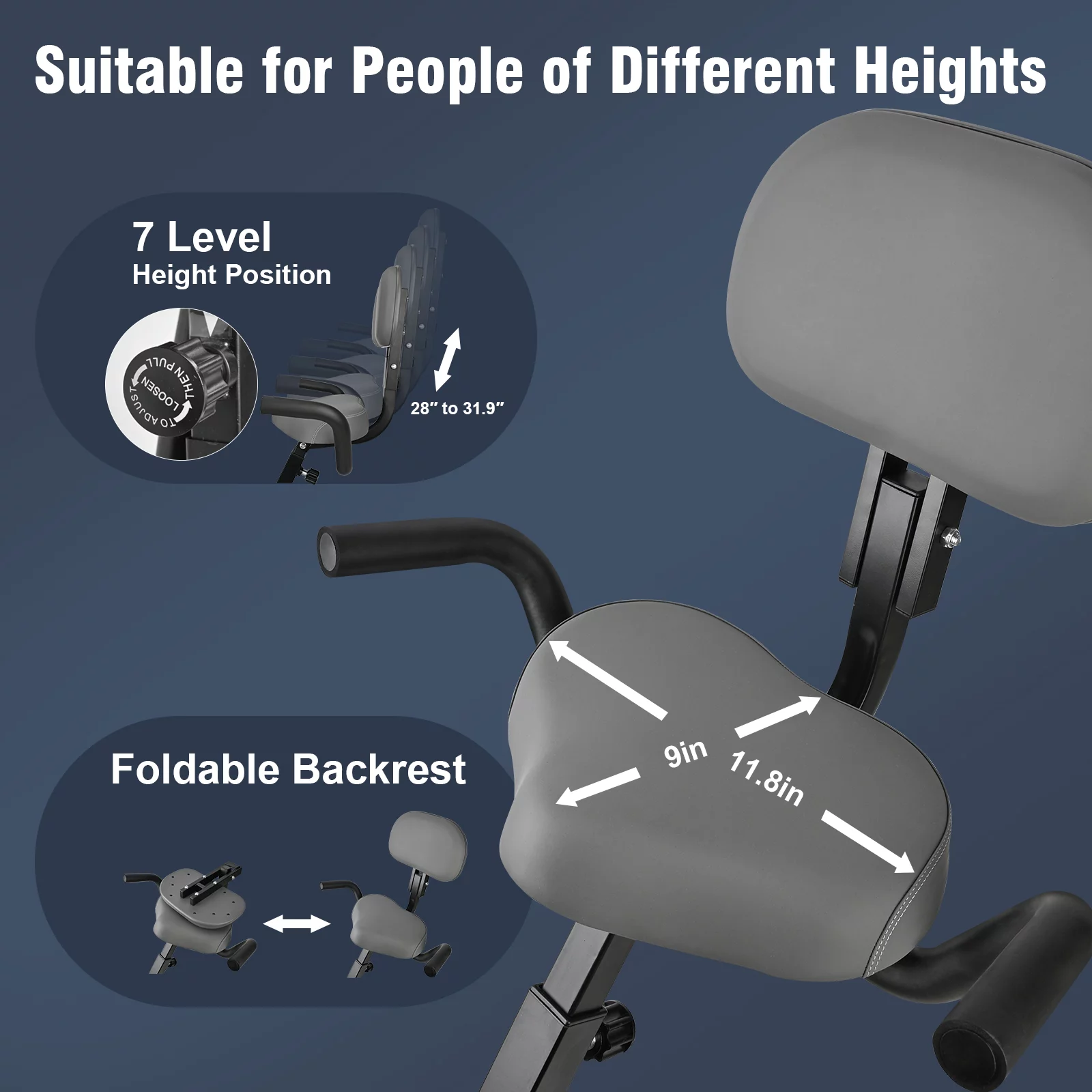 Wonder Maxi Exercise Bike Magnetic Fitness Cycle Folding Stationary Bike Indoor Home Use(White) - Womvr