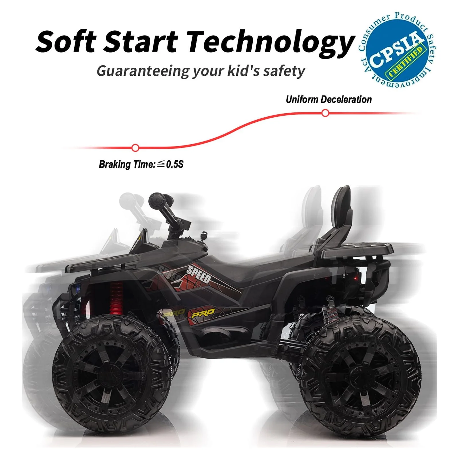 Hikiddo JC333 24V Ride on Toy, Kids ATV 4-Wheeler with 400W Motor, 2 Seater - Black - Womvr