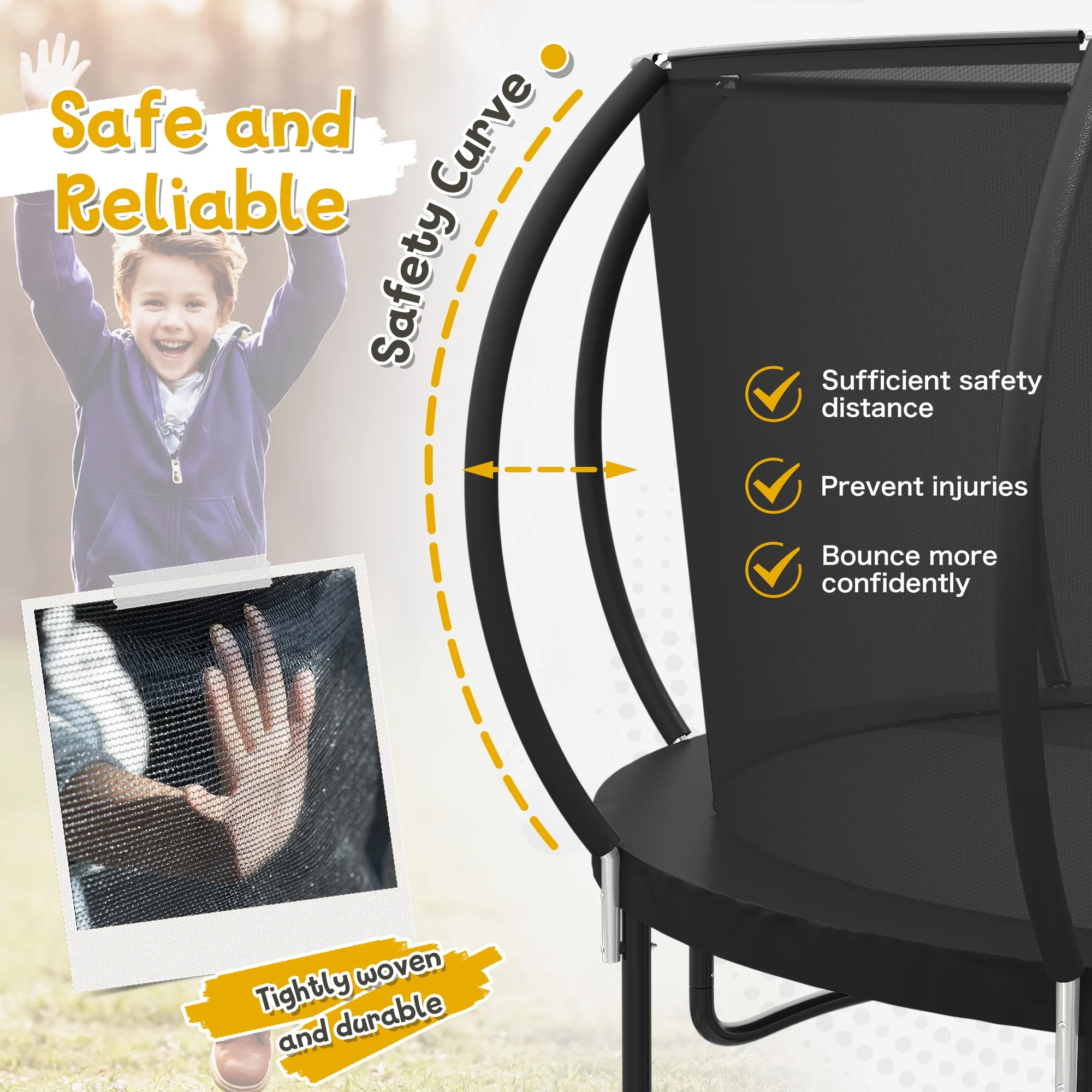 JELENS Trampoline 12FT 14FT, Recreational Trampolines with Enclosure Net and Ladder, Outdoor Anti-Rust Trampolines for Kids and Adults - Womvr