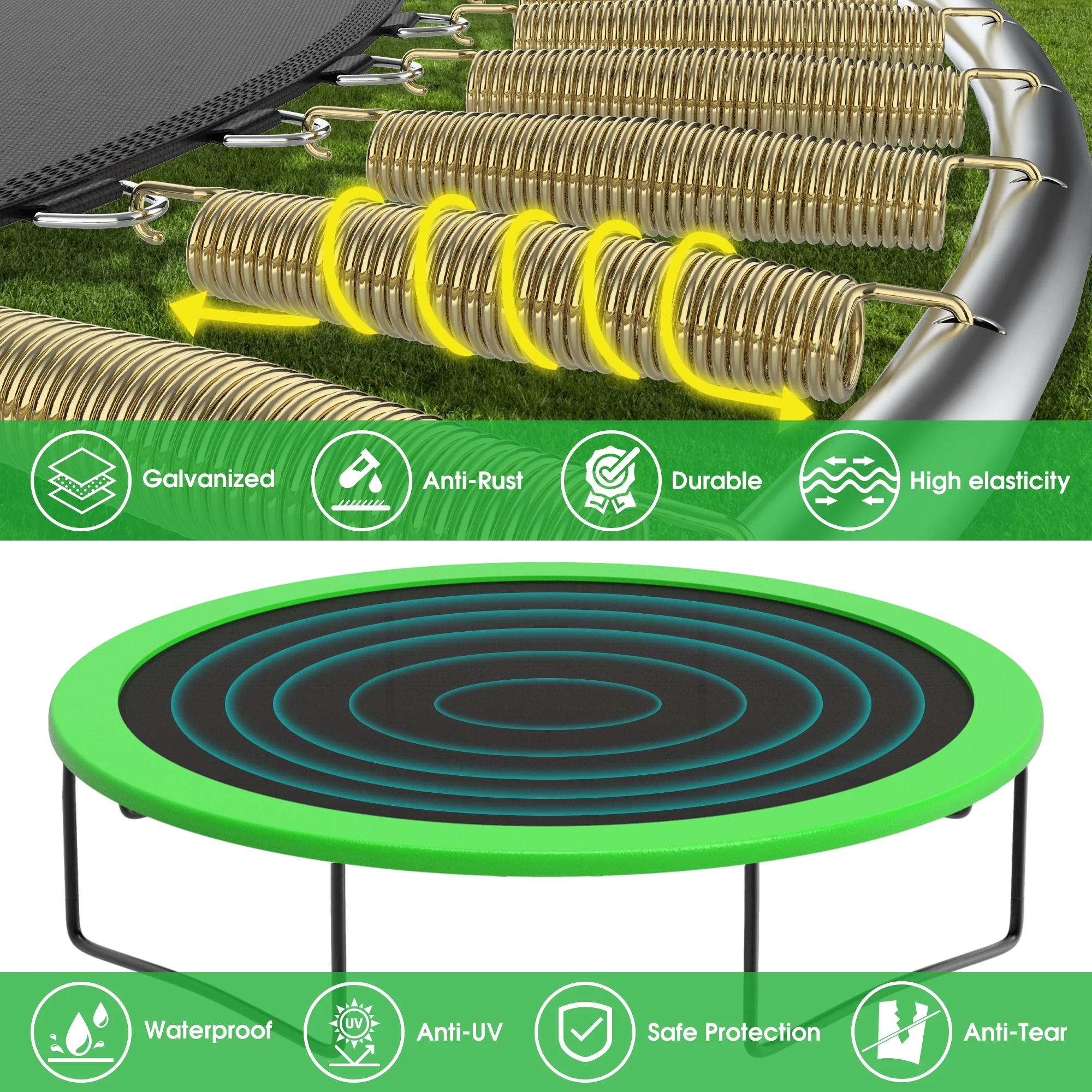 YORIN Trampoline 12FT for Kids Adults with Enclosure Net, 1200LBS Round Outdoor Trampoline with Basketball Hoop, Ladder, Galvanized Anti-Rust Coating Backyard Recreational Trampoline - Womvr