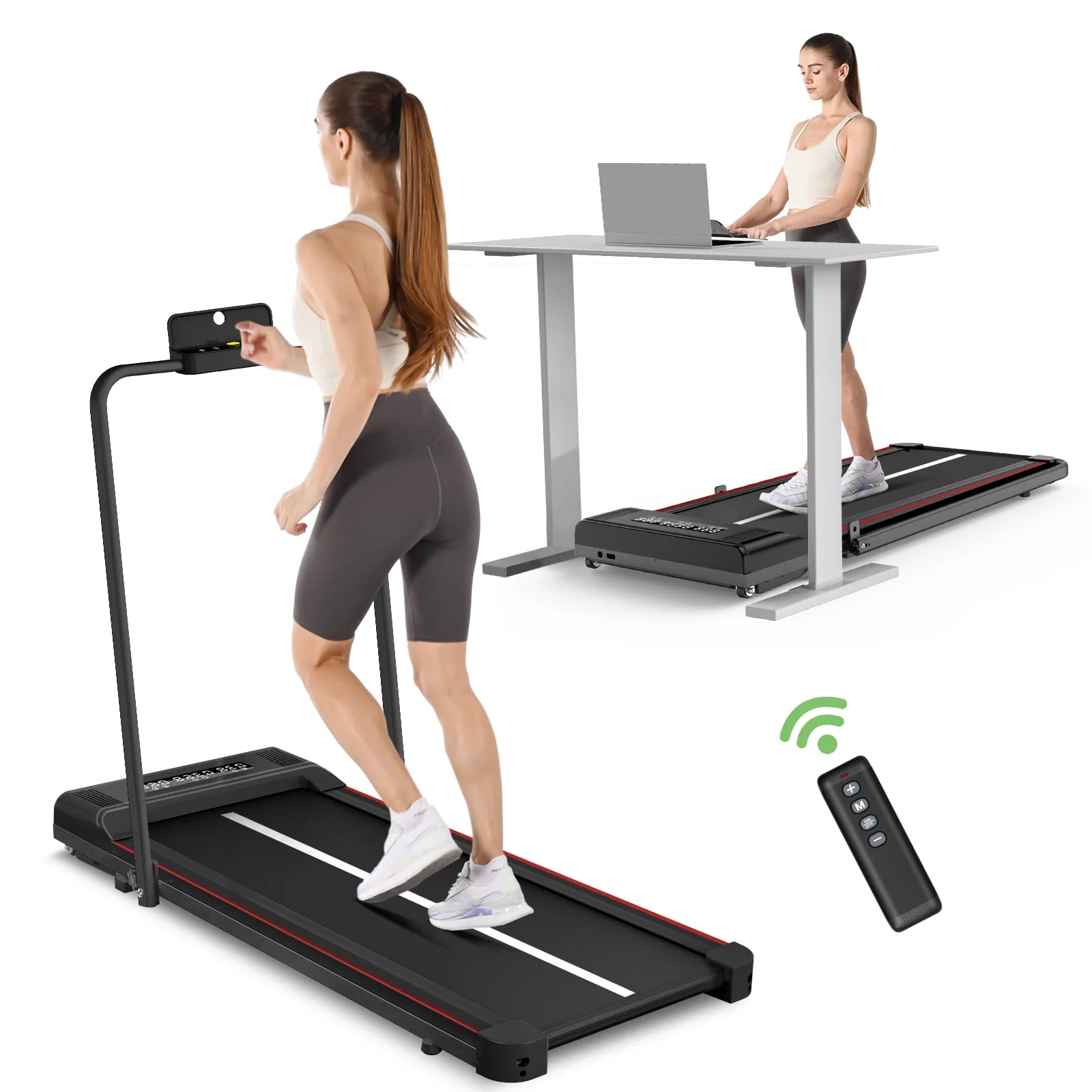 Bigzzia Treadmill Under Desk Treadmill 2 in 1 Folding Treadmill, Treadmills for Home Maximum Weight 265 lbs Gray - Womvr