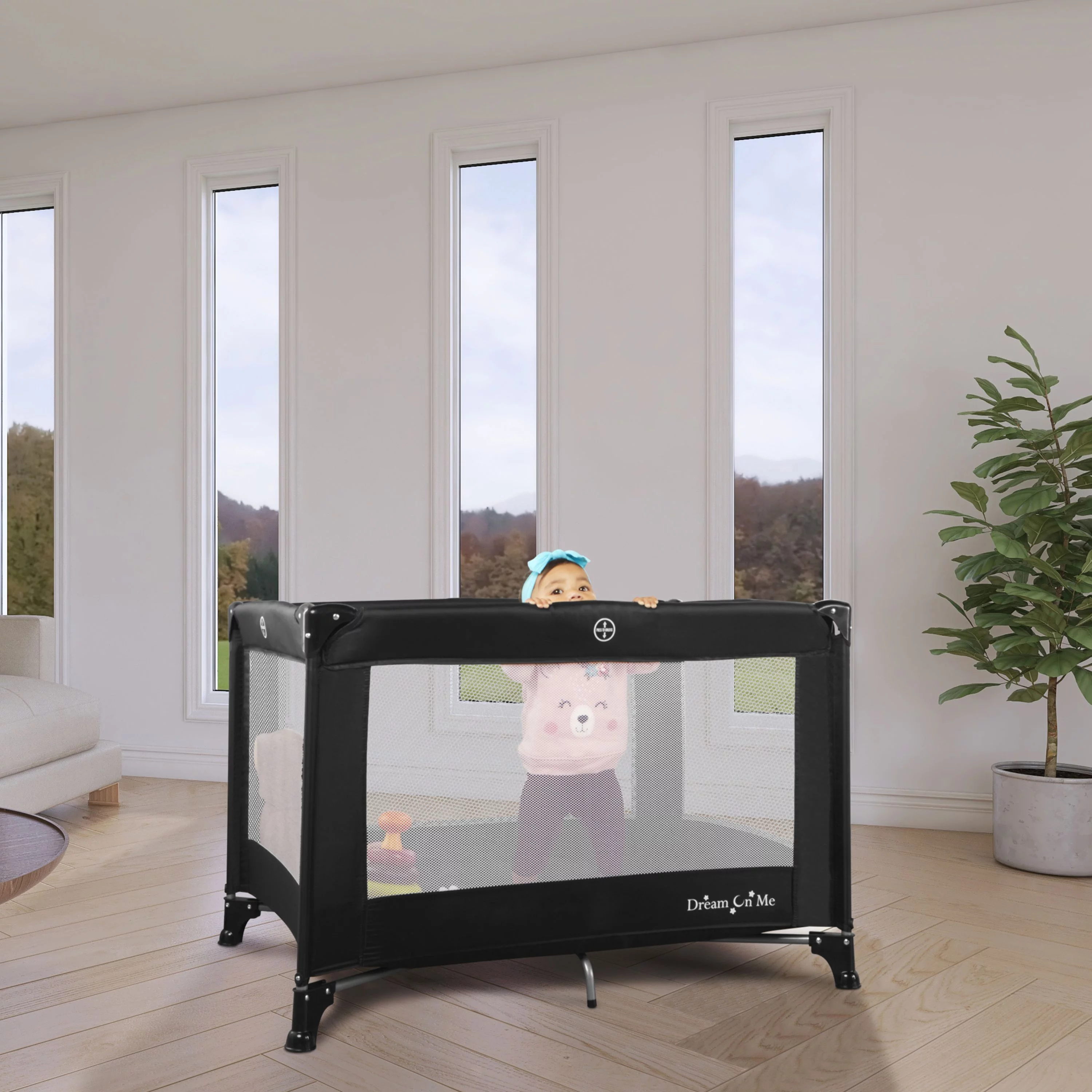 Dream On Me Nest Portable Play Yard with Carry Bag and Shoulder Strap, Pink - Womvr