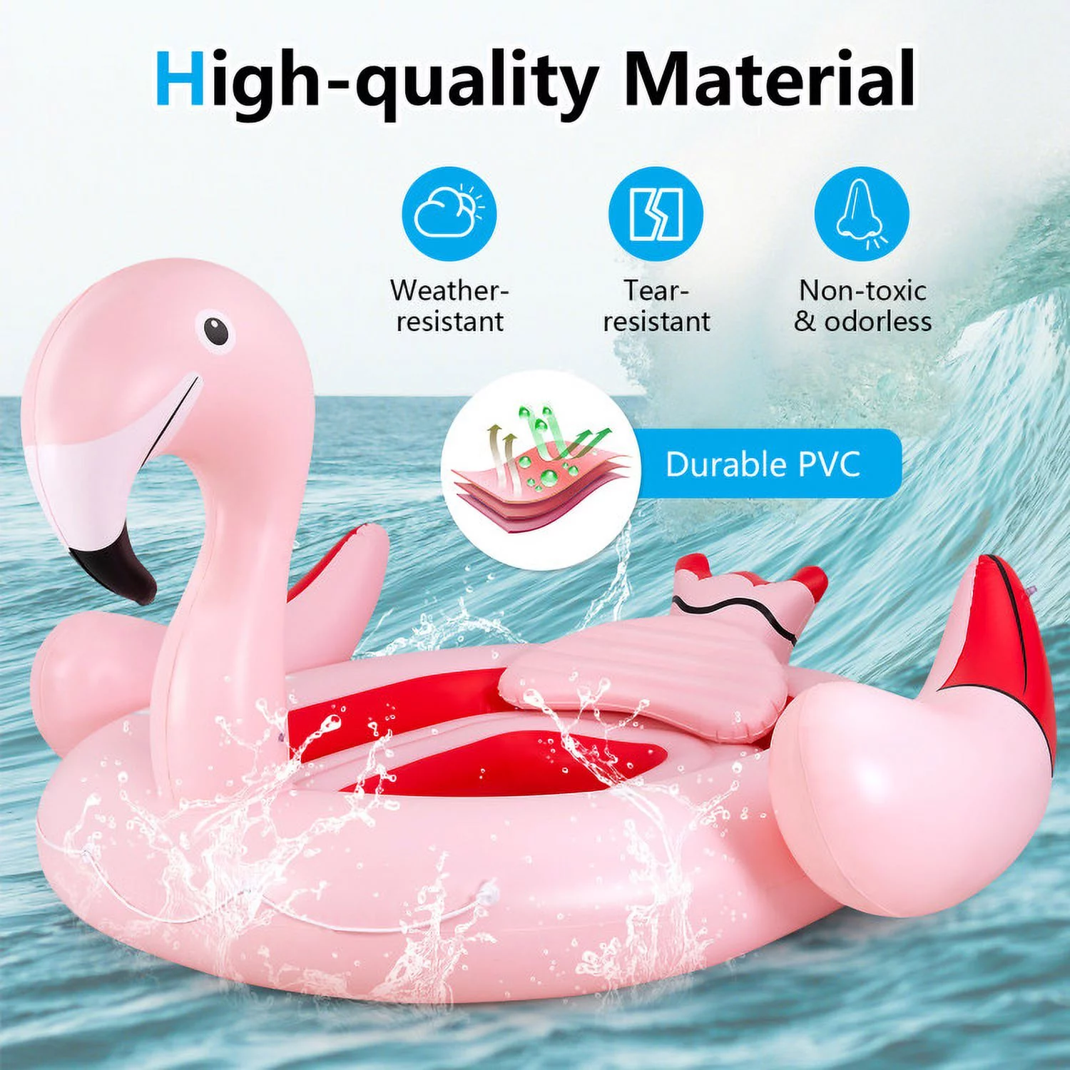 Inflatable Swimming Pool Duck Themed Kiddie Pools with Sprinkler for Age Over 3-Blue - Womvr
