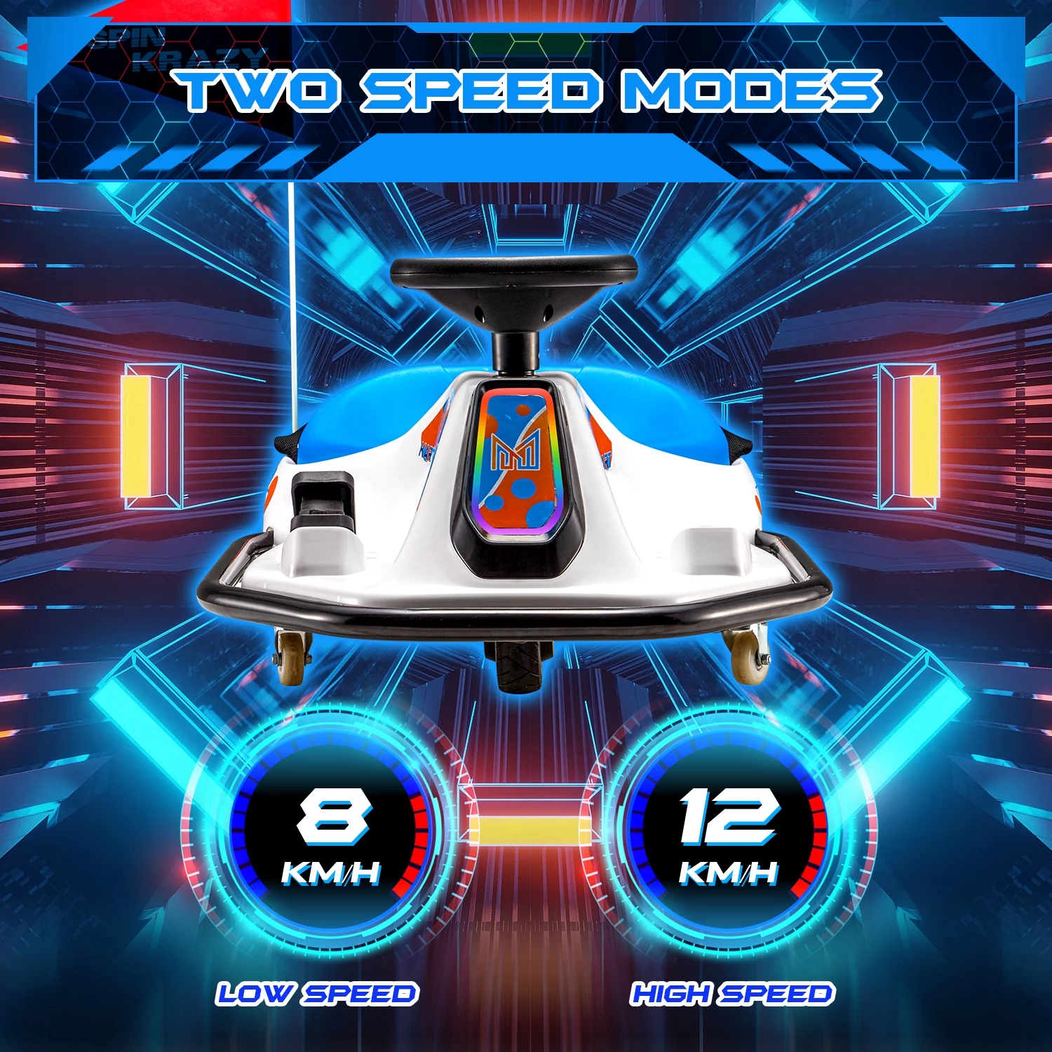 Hommow 12V Ride on Drift Car for Kids,Electric Drifting Go-Kart with Acceleration Pedal, Music, Bluetooth, LED Lights,Christmas Gift for 4-18Years Old,Blue - Womvr