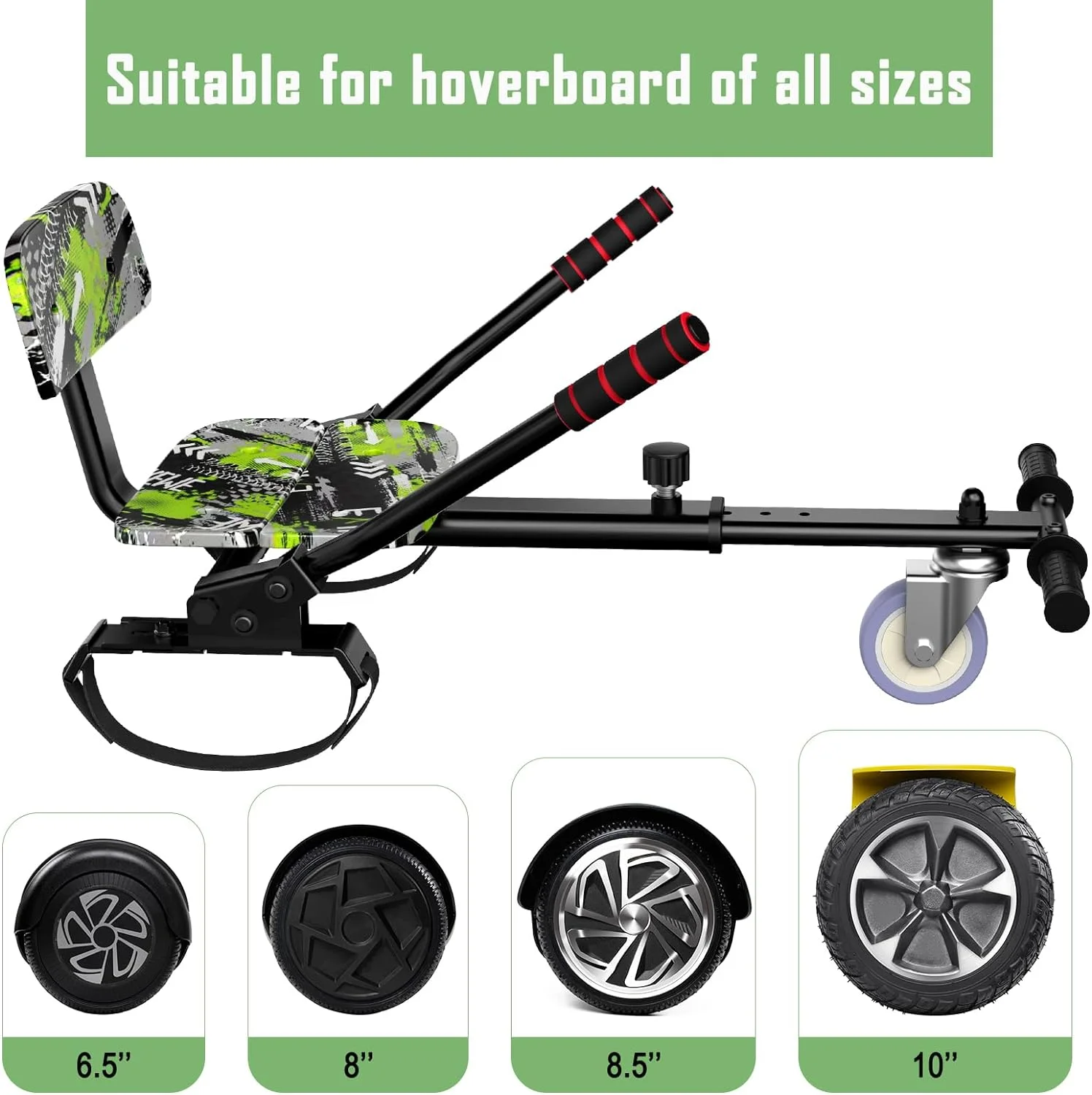 SISIGAD Hoverboard with Seat, 6.5 inch Hoverboard Go Kart Combo with Bluetooth Speaker & LED Lights for Kids Adults - Womvr